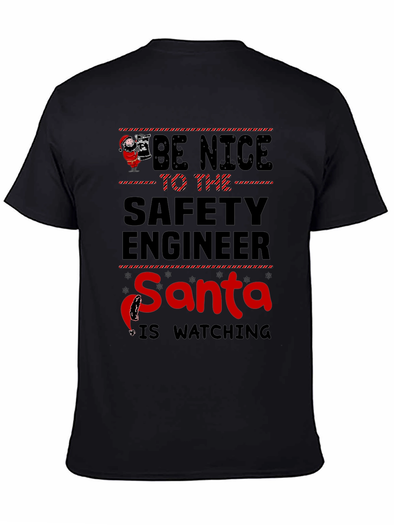 Funny Safety Engineer Santa Watching Christmas T-Shirt