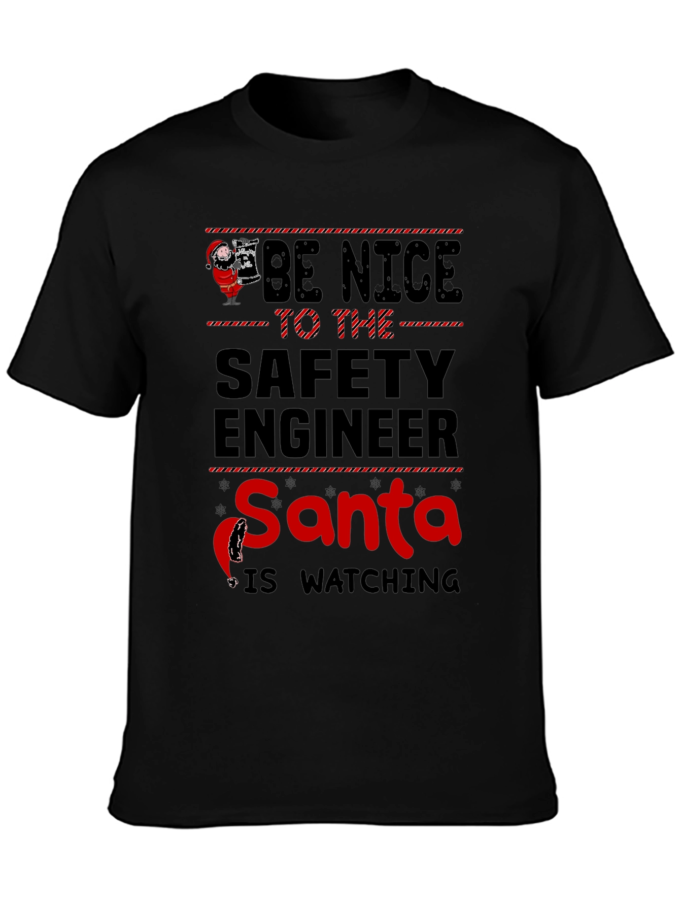 Funny Safety Engineer Santa Watching Christmas T-Shirt
