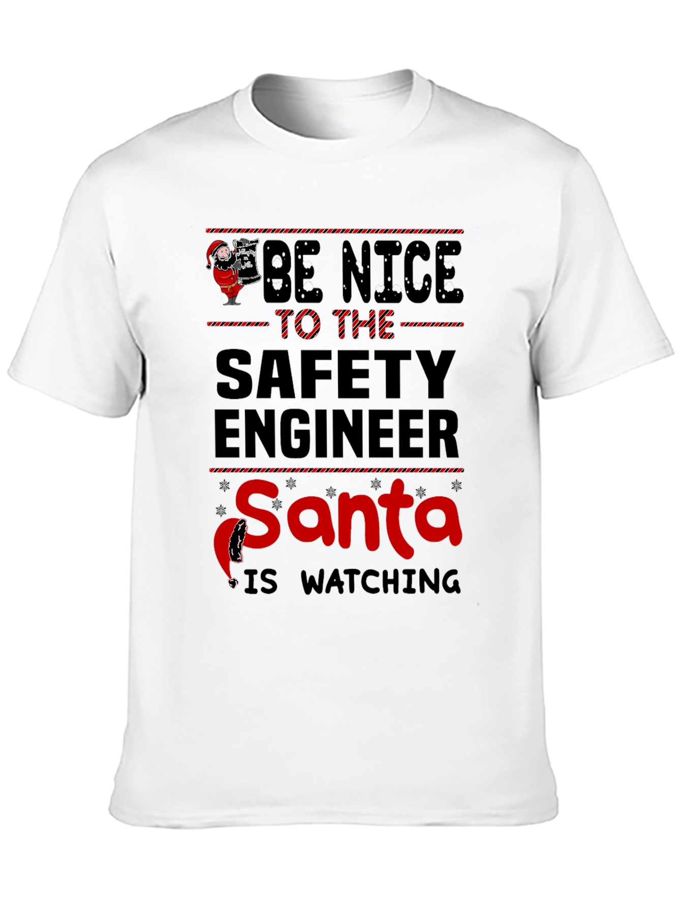 Funny Safety Engineer Santa Watching Christmas T-Shirt