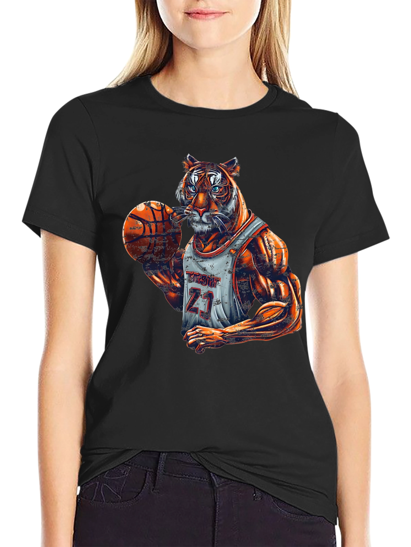 Tiger Basketball Player Graphic Tee