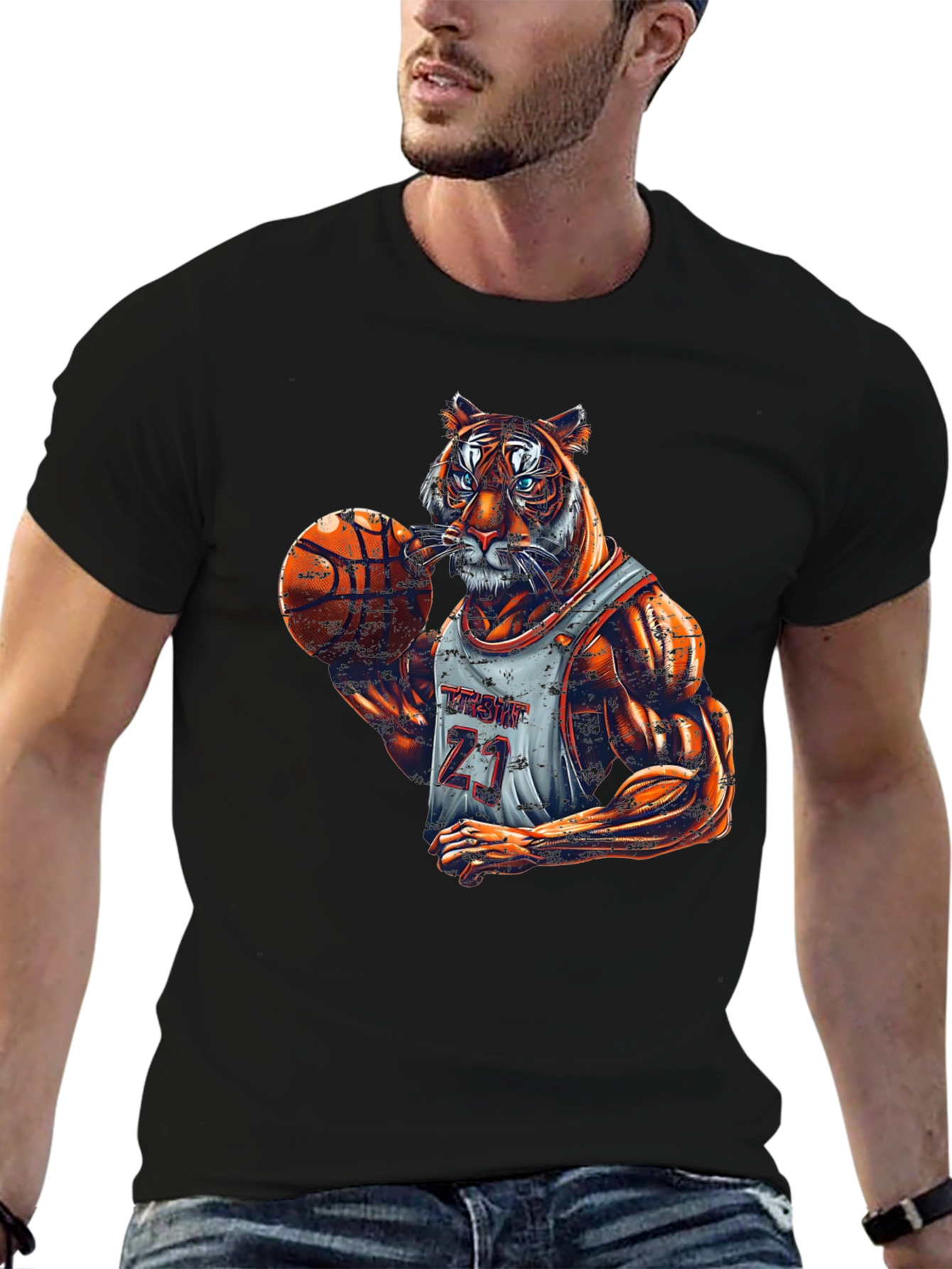 Tiger Basketball Player Graphic Tee