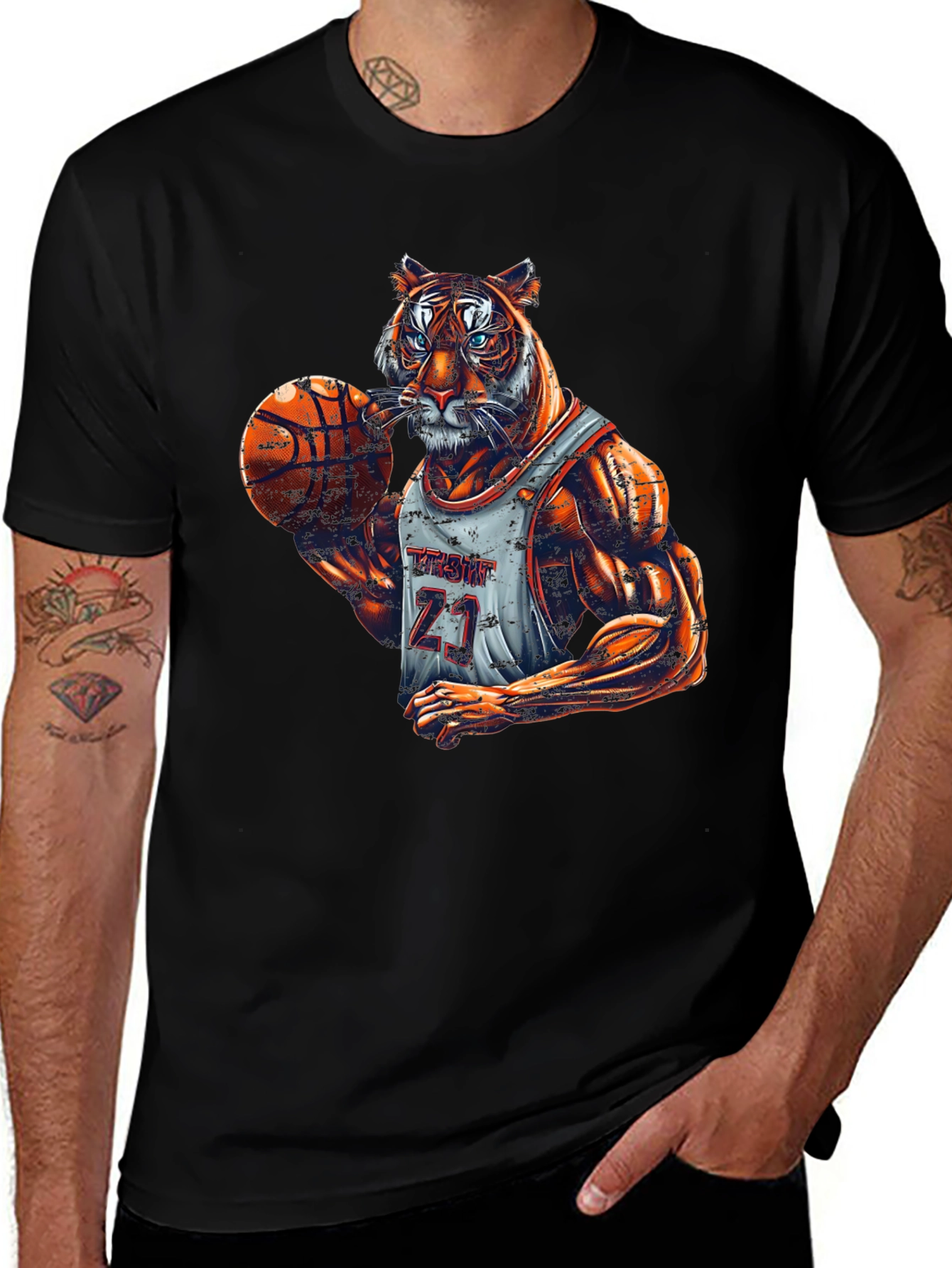 Tiger Basketball Player Graphic Tee