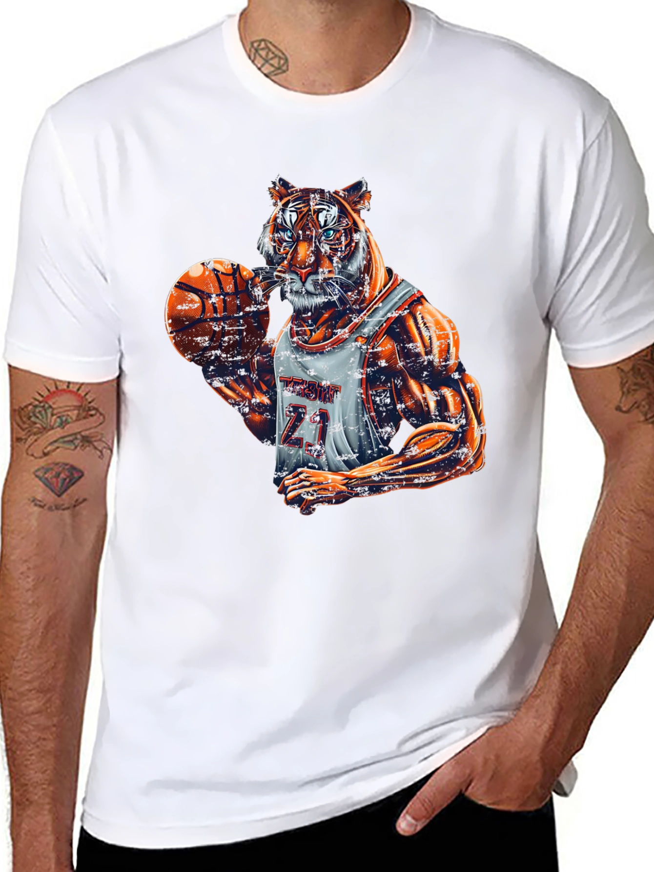 Tiger Basketball Player Graphic Tee