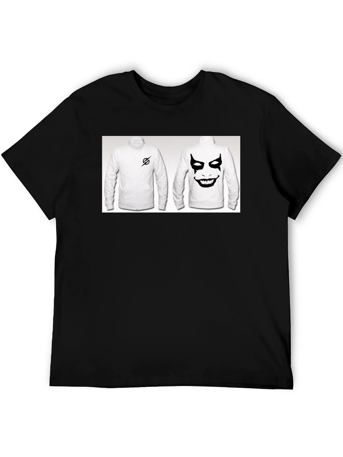 Black T-Shirt with Unique Jacket Print