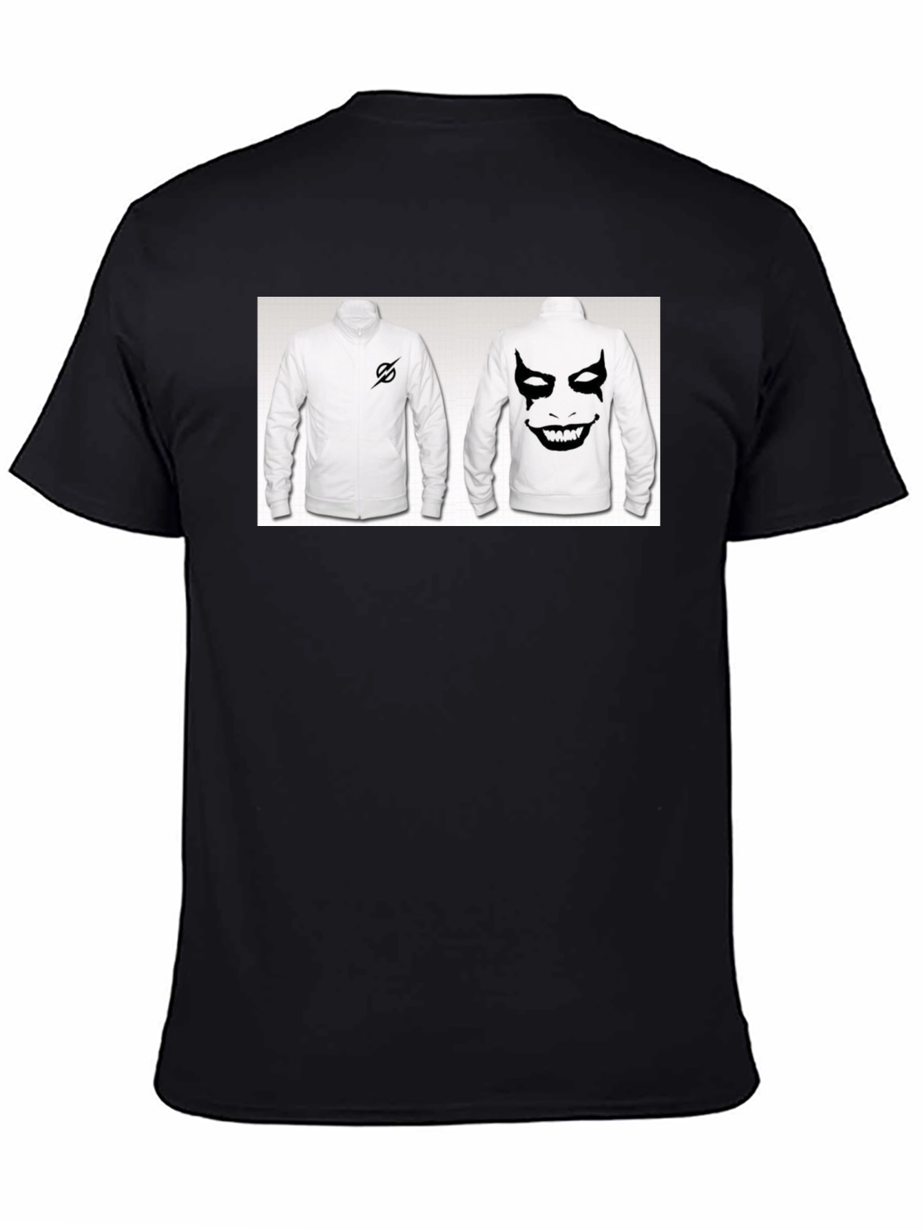 Black T-Shirt with Unique Jacket Print