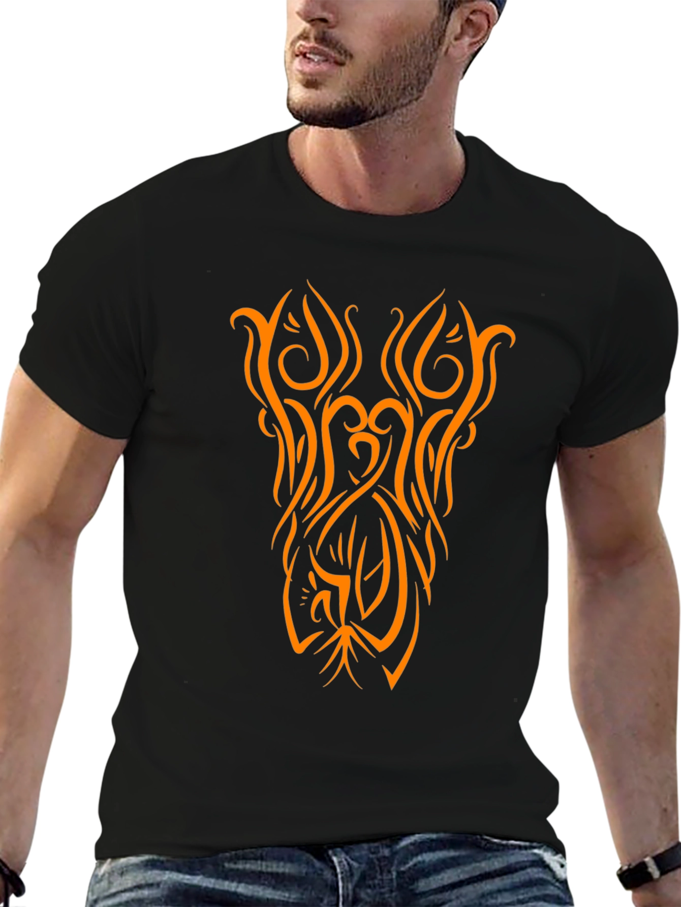 Modern Tribal Graphic Black T-Shirt