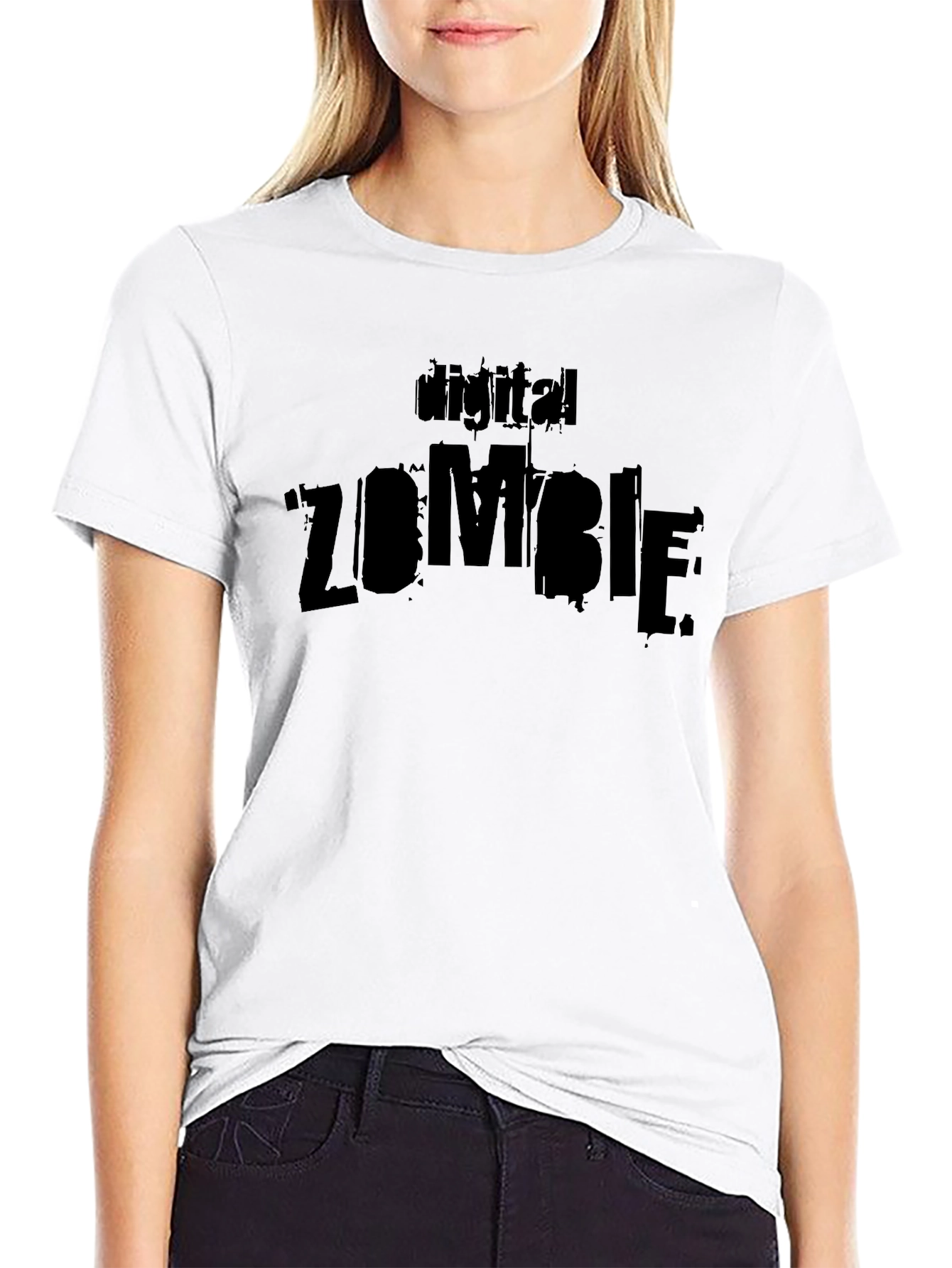 Digital Zombie Graphic Black T-Shirt