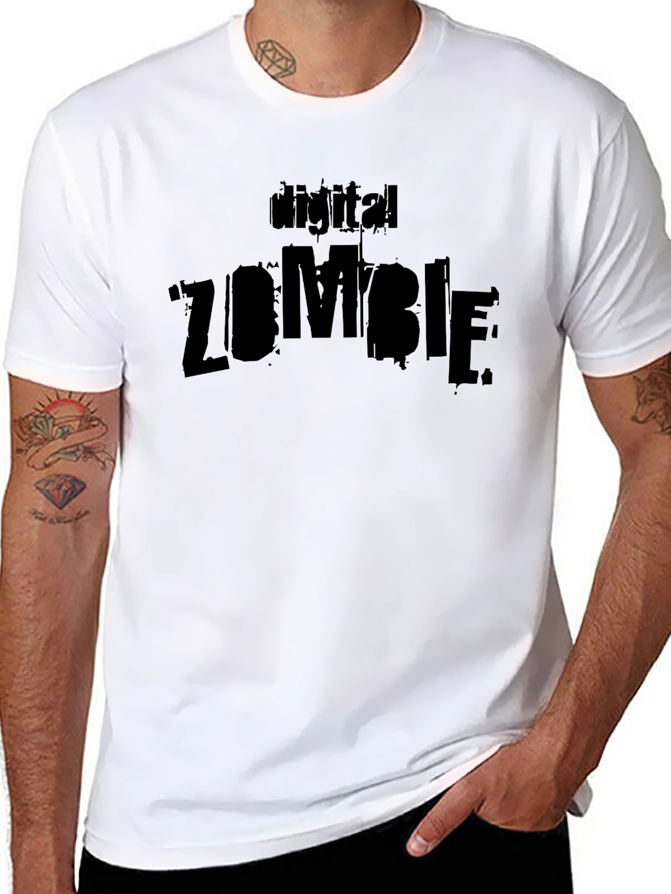 Digital Zombie Graphic Black T-Shirt