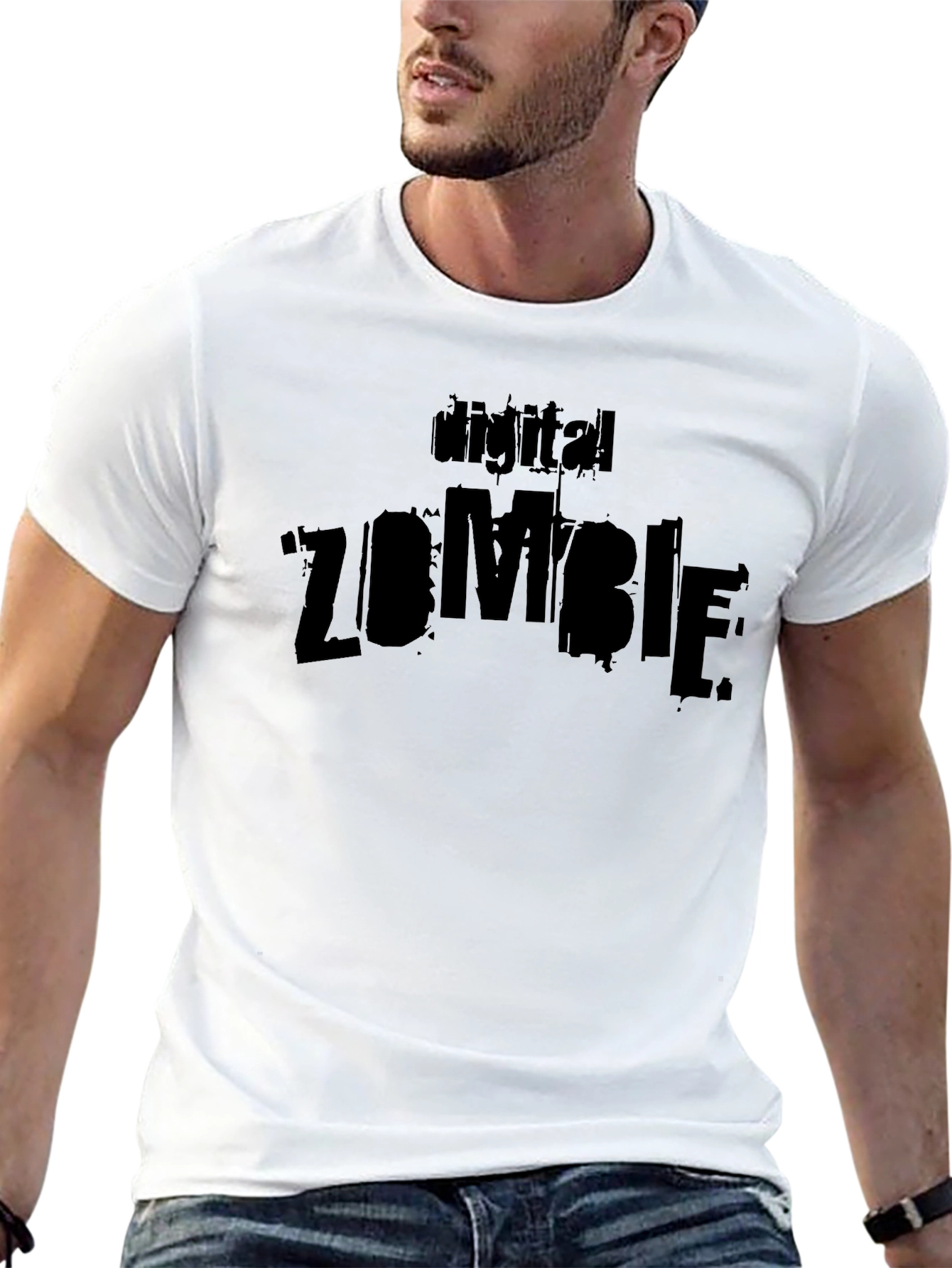 Digital Zombie Graphic Black T-Shirt
