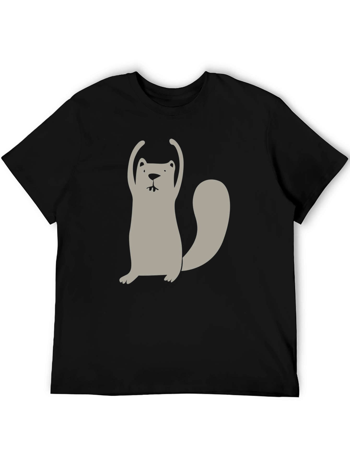 Funny Cartoon Beaver Black T-Shirt