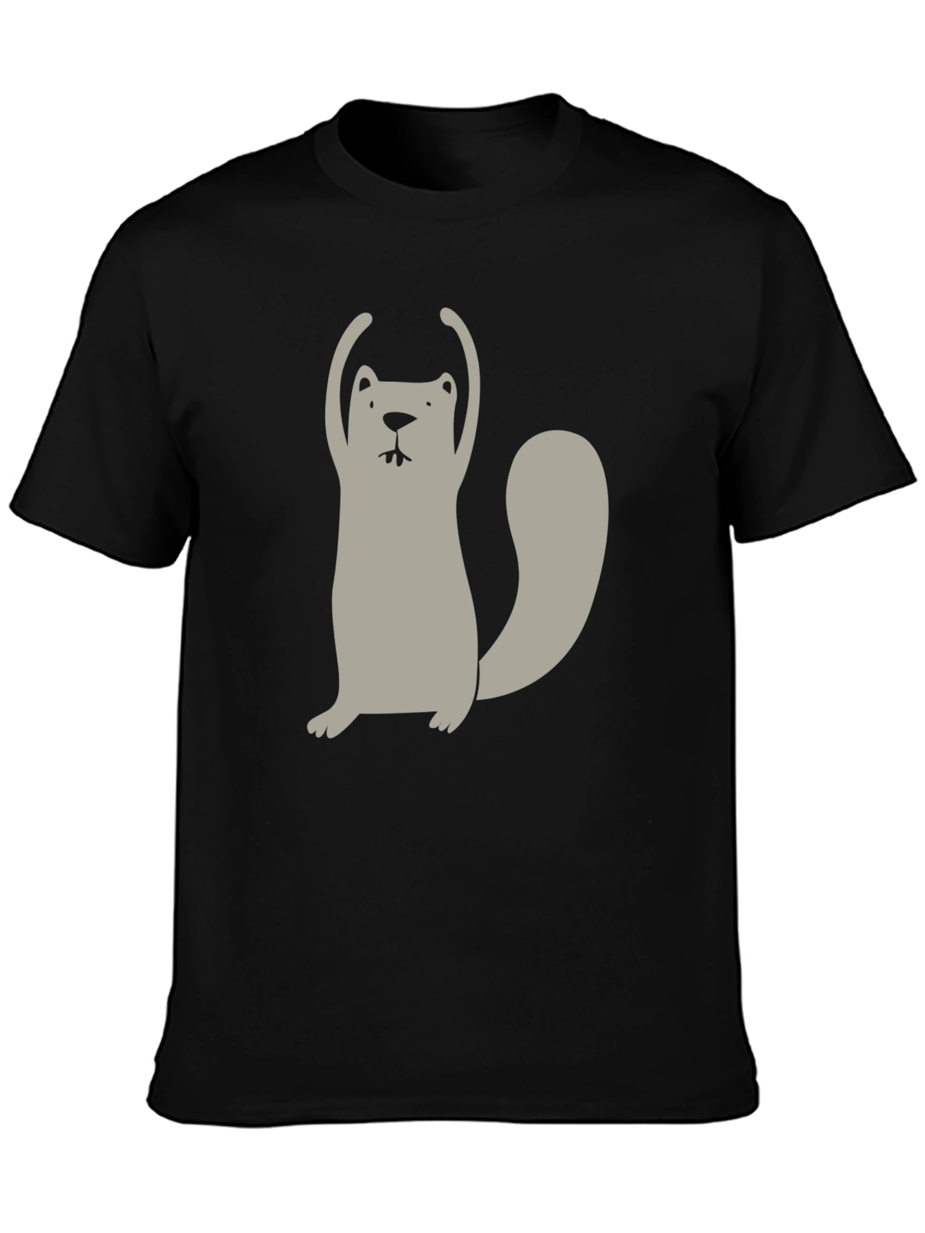 Funny Cartoon Beaver Black T-Shirt