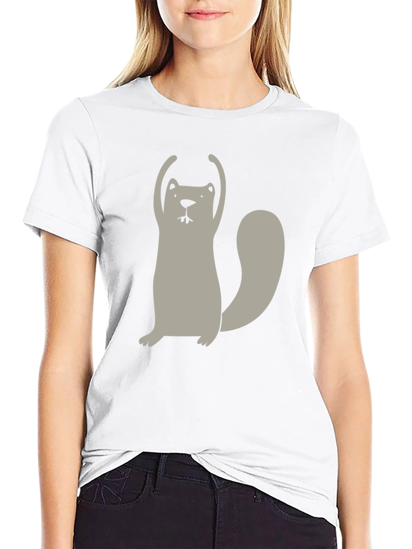 Funny Cartoon Beaver Black T-Shirt