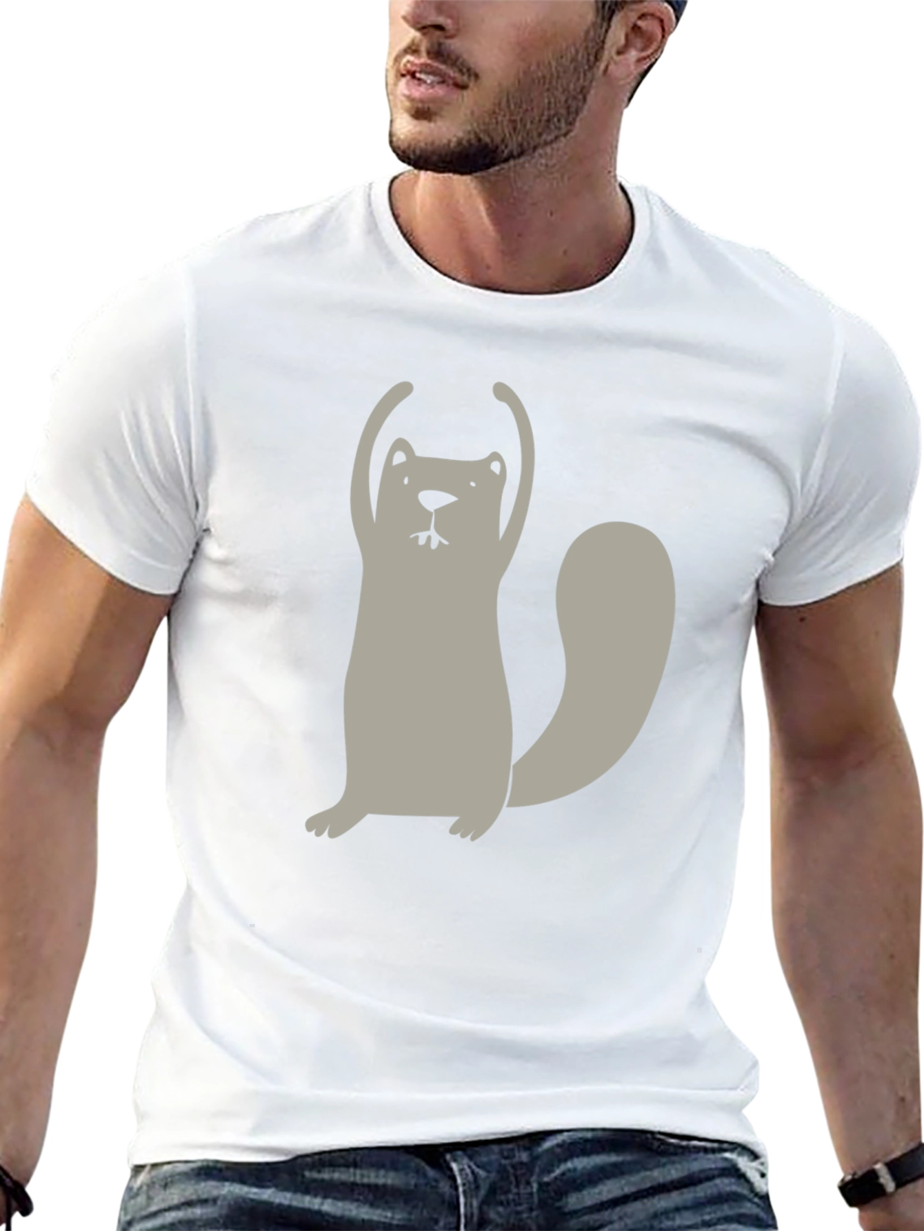 Funny Cartoon Beaver Black T-Shirt