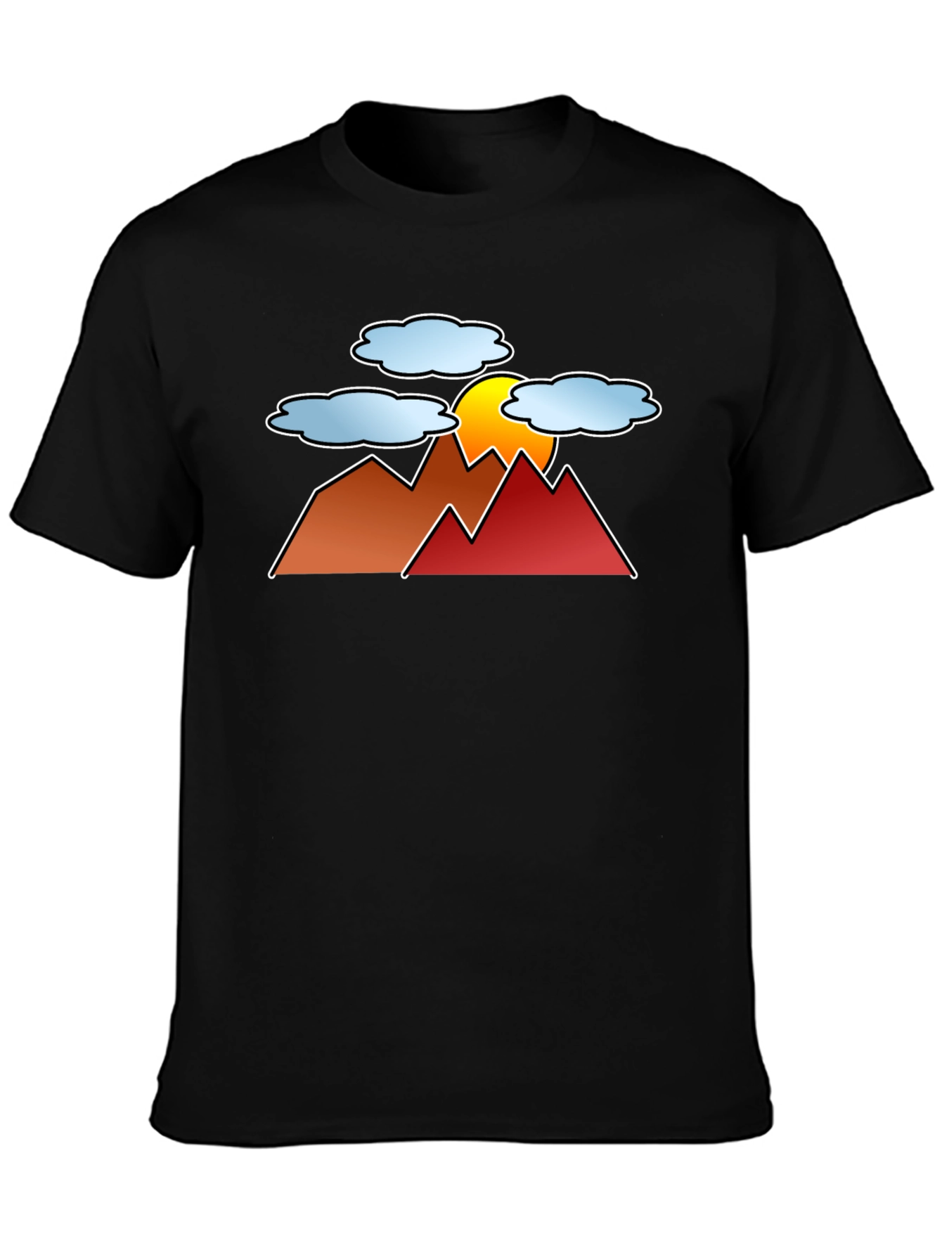 Sunset Mountain Graphic Tee - Black Casual T-Shirt