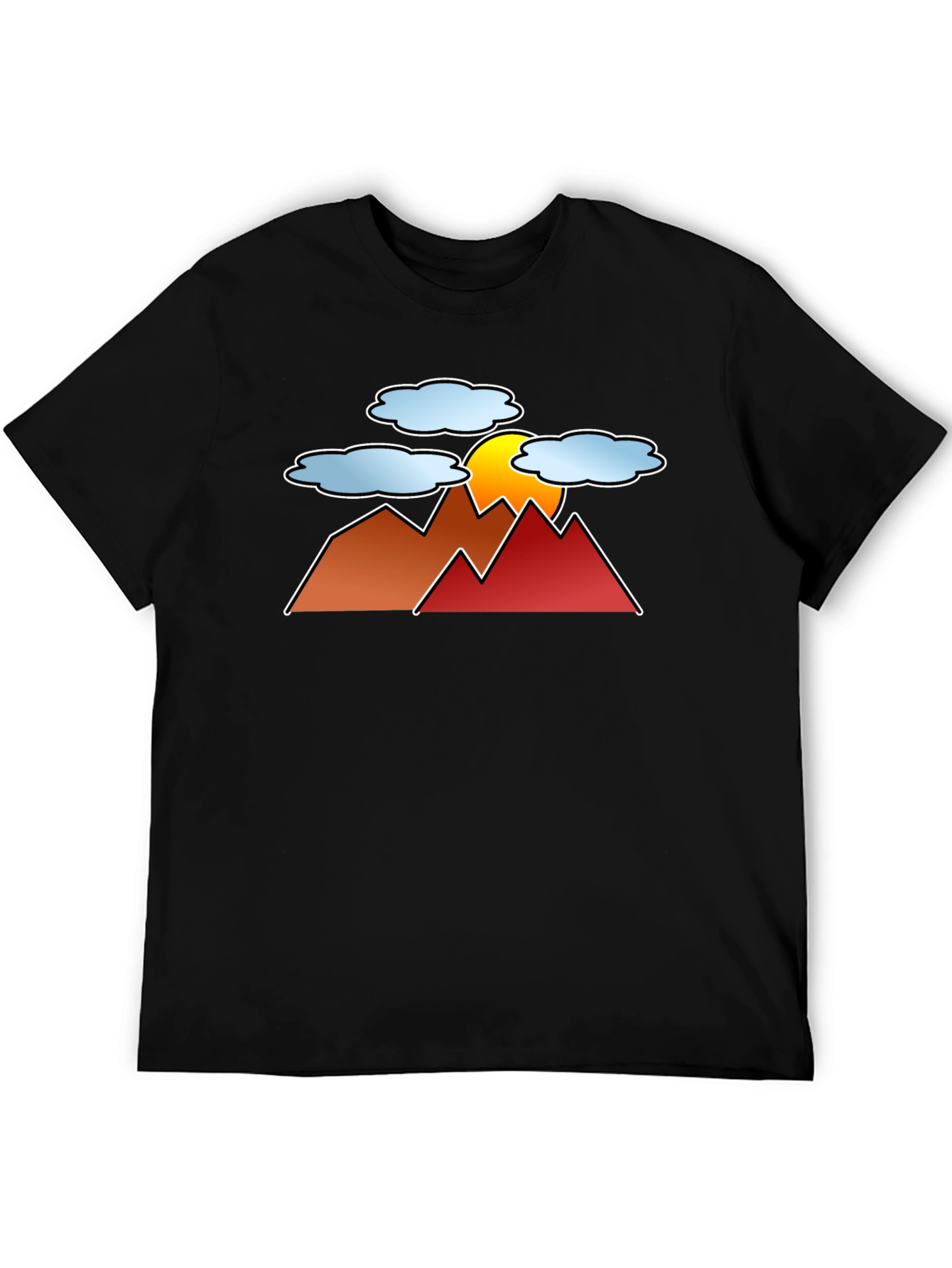 Sunset Mountain Graphic Tee - Black Casual T-Shirt
