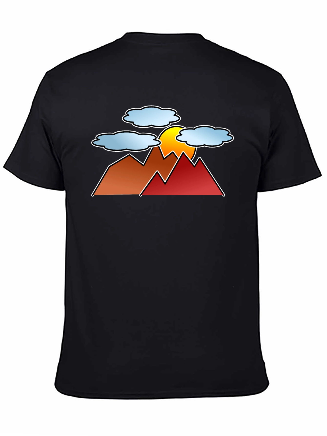 Sunset Mountain Graphic Tee - Black Casual T-Shirt