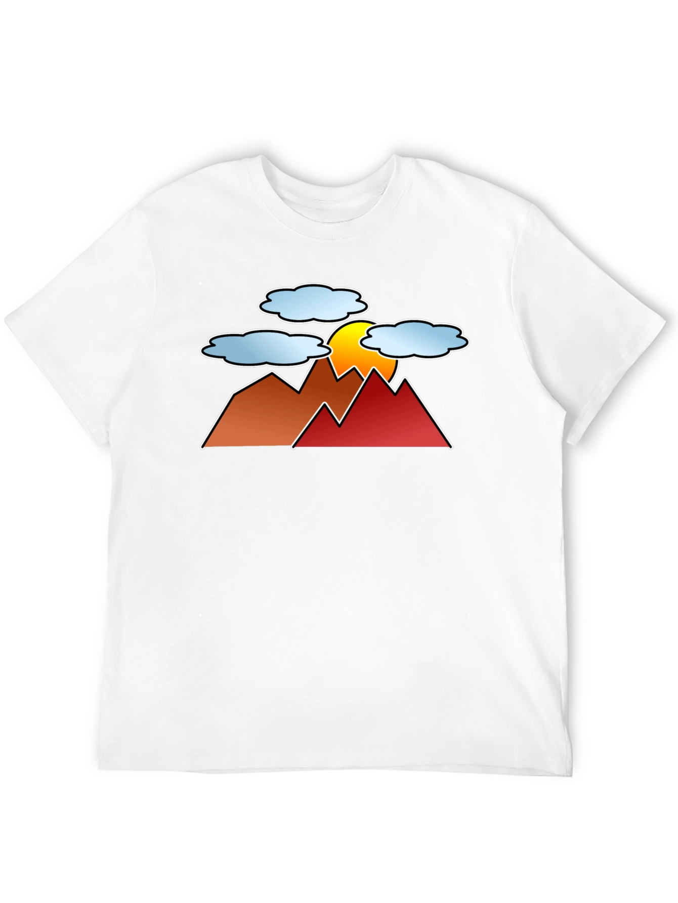 Sunset Mountain Graphic Tee - Black Casual T-Shirt