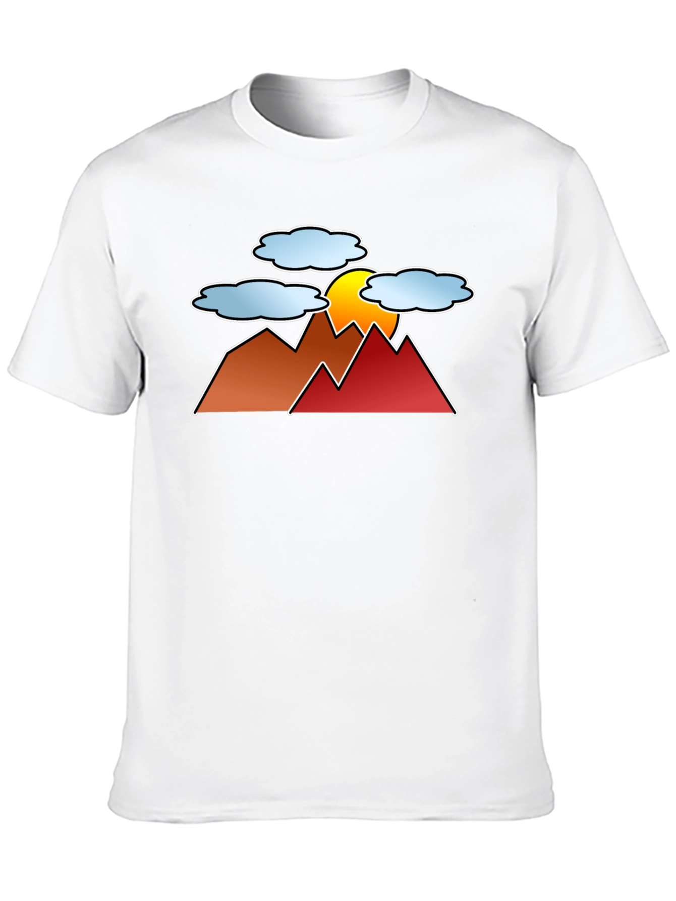Sunset Mountain Graphic Tee - Black Casual T-Shirt