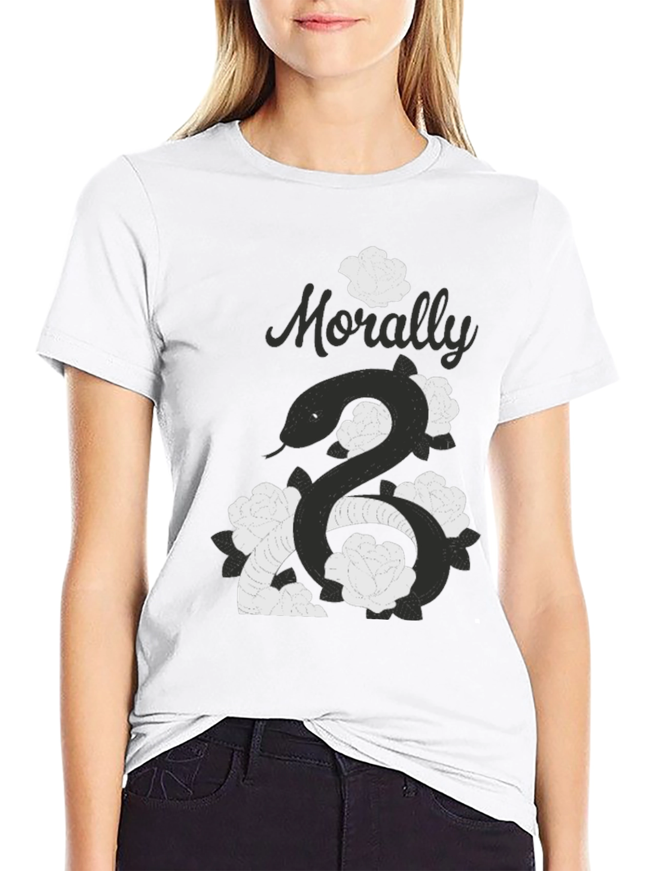 Morally Grey Snake & Roses Graphic T-Shirt