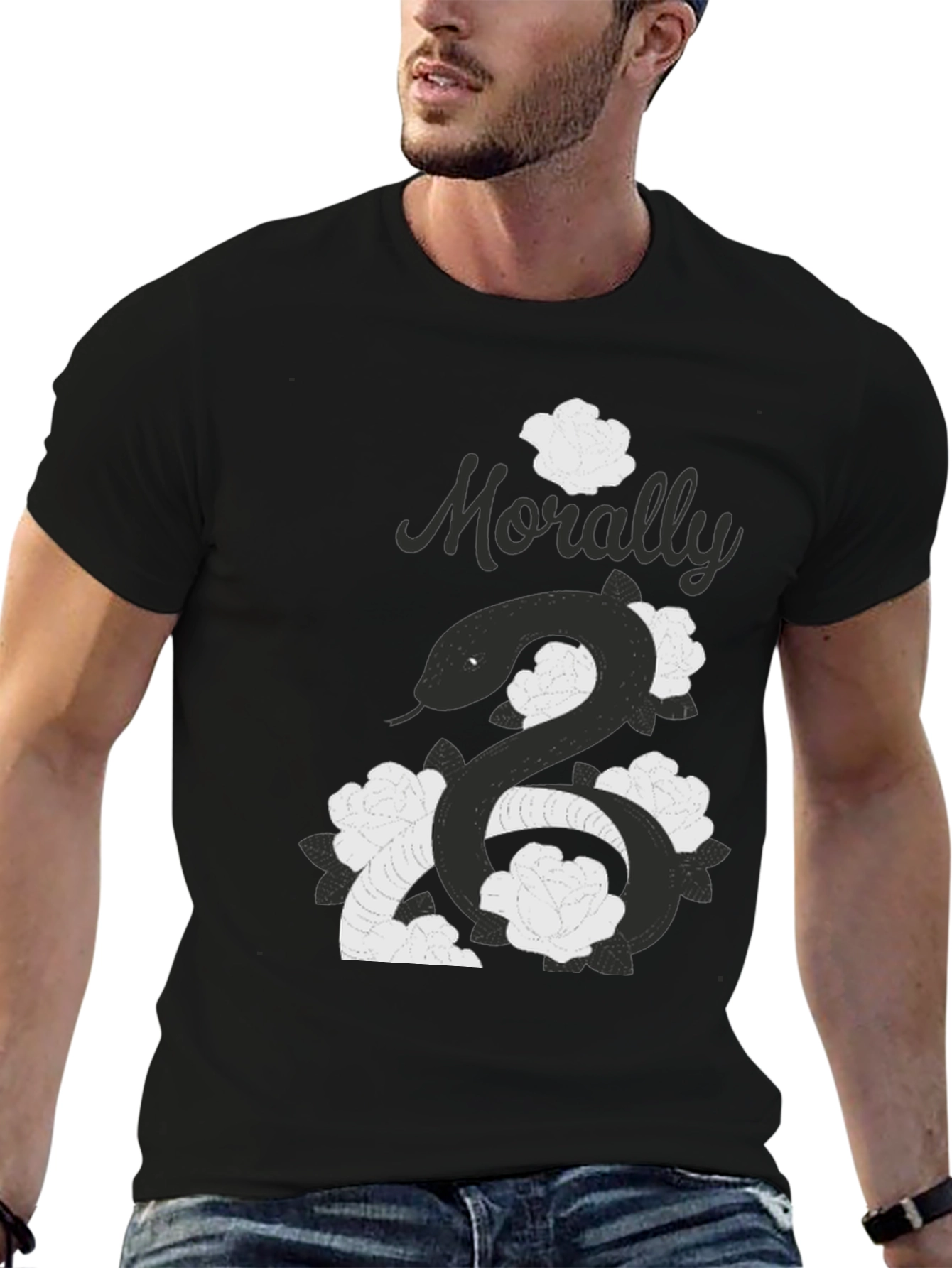 Morally Grey Snake & Roses Graphic T-Shirt