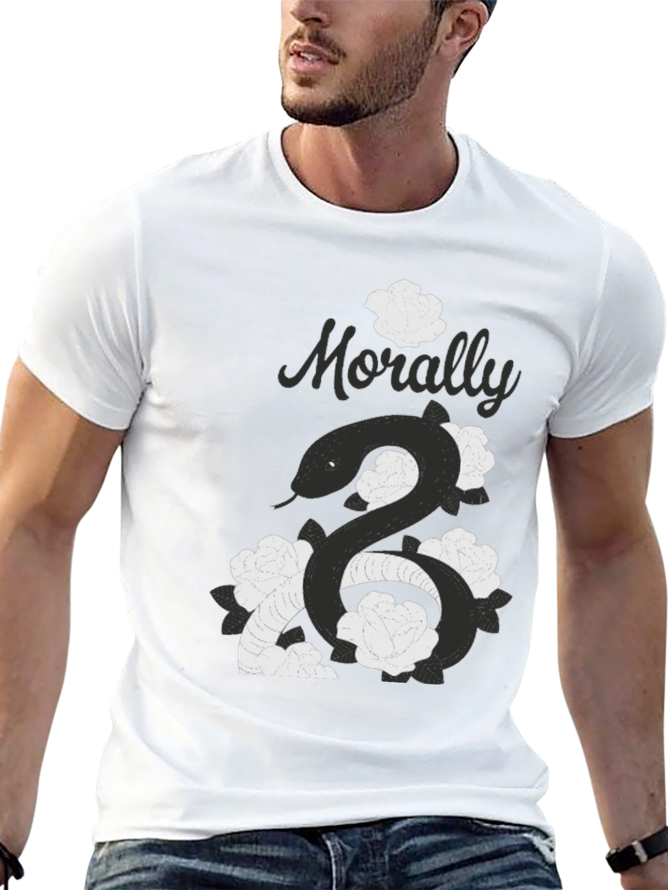 Morally Grey Snake & Roses Graphic T-Shirt