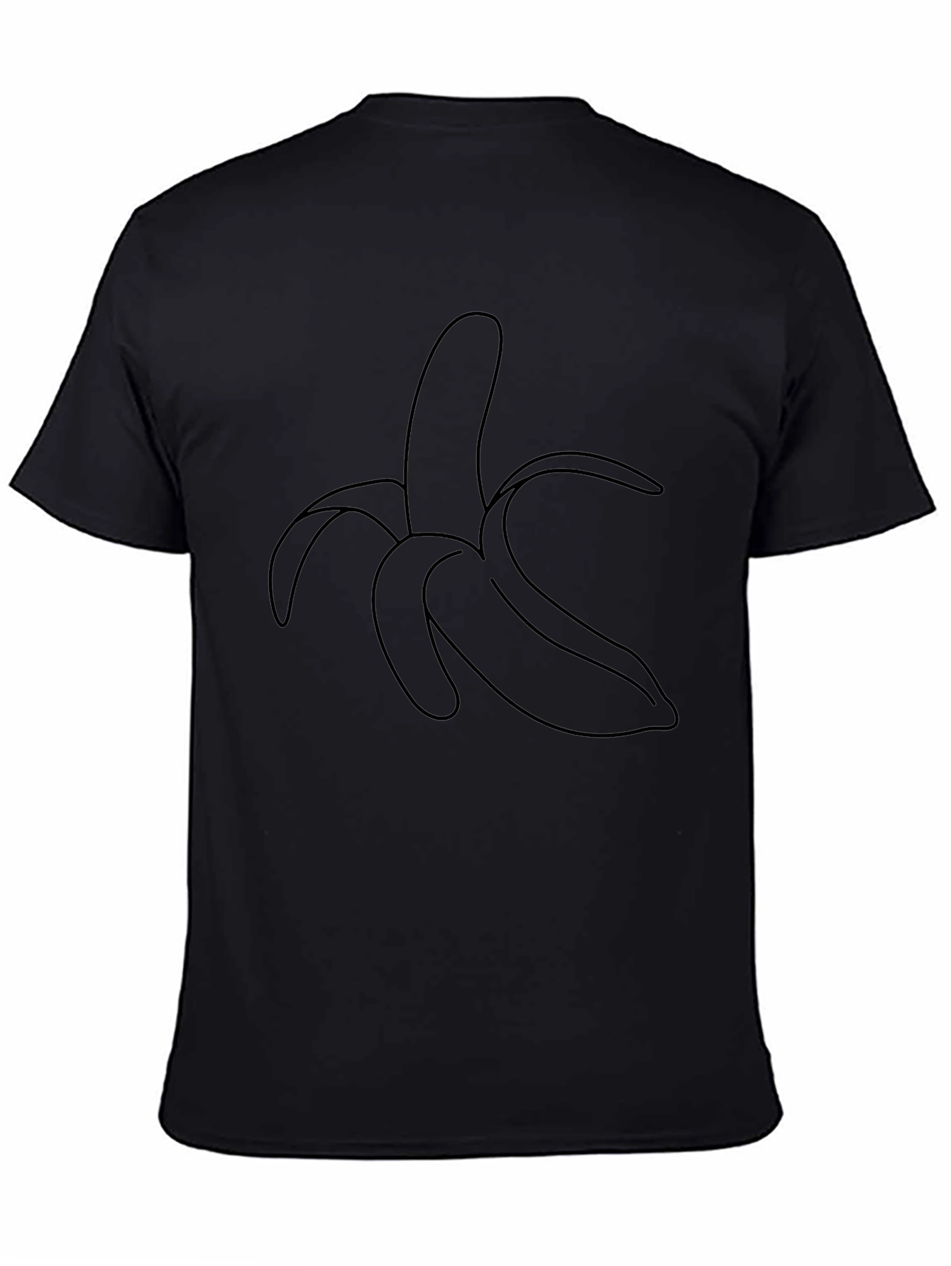 Banana Outline Graphic Print Black T-Shirt