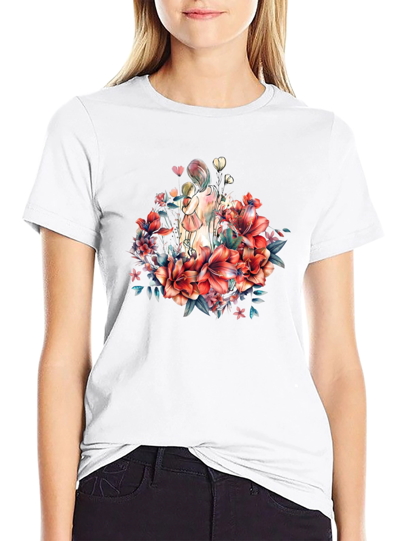 Floral Mother & Child Graphic Tee