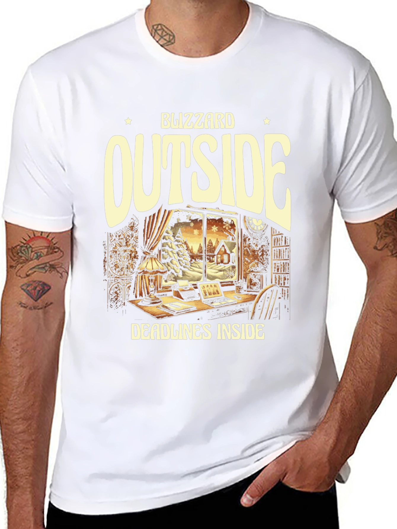 Blizzard Outside Deadlines Inside Graphic Tee