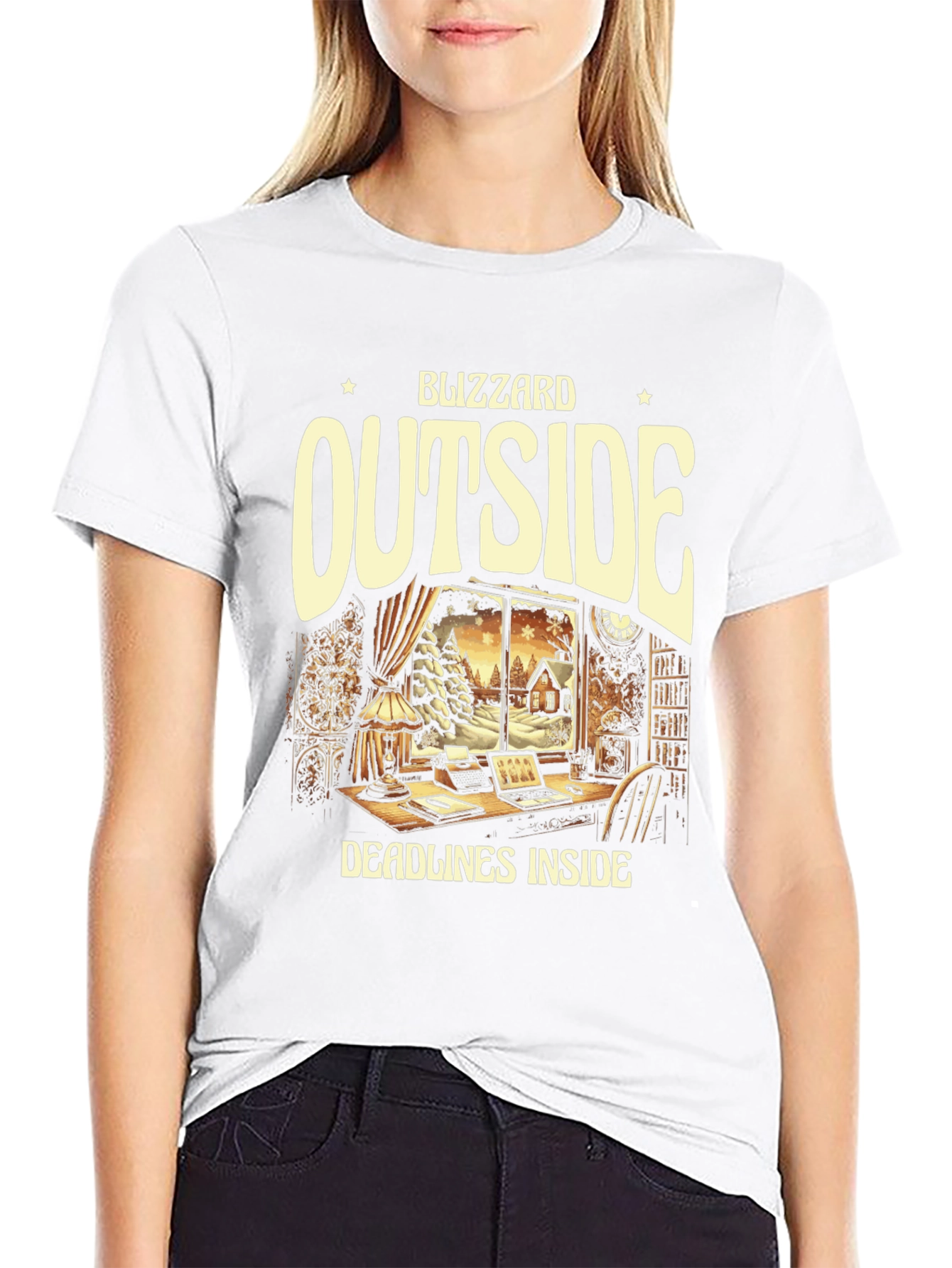 Blizzard Outside Deadlines Inside Graphic Tee