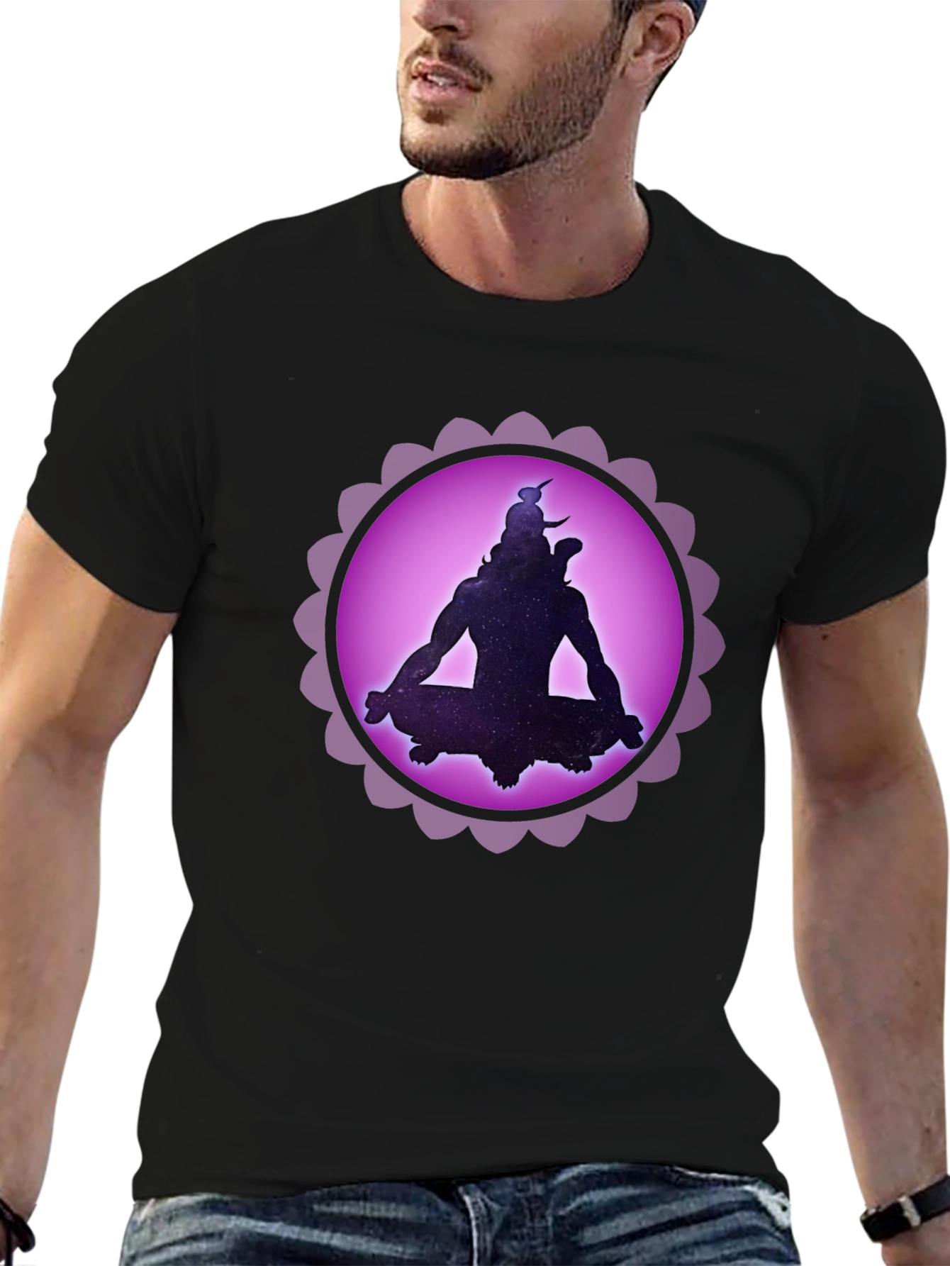 Cosmic Shiva Graphic T-Shirt - Meditating God Design