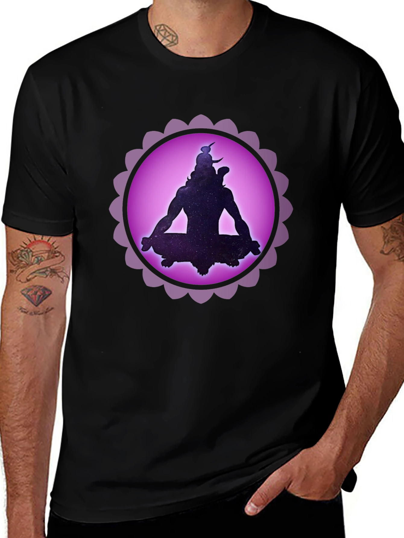 Cosmic Shiva Graphic T-Shirt - Meditating God Design