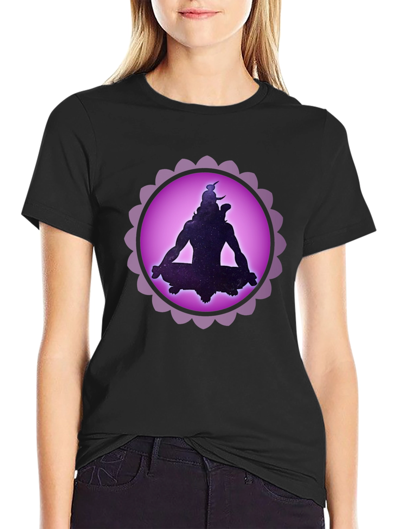 Cosmic Shiva Graphic T-Shirt - Meditating God Design