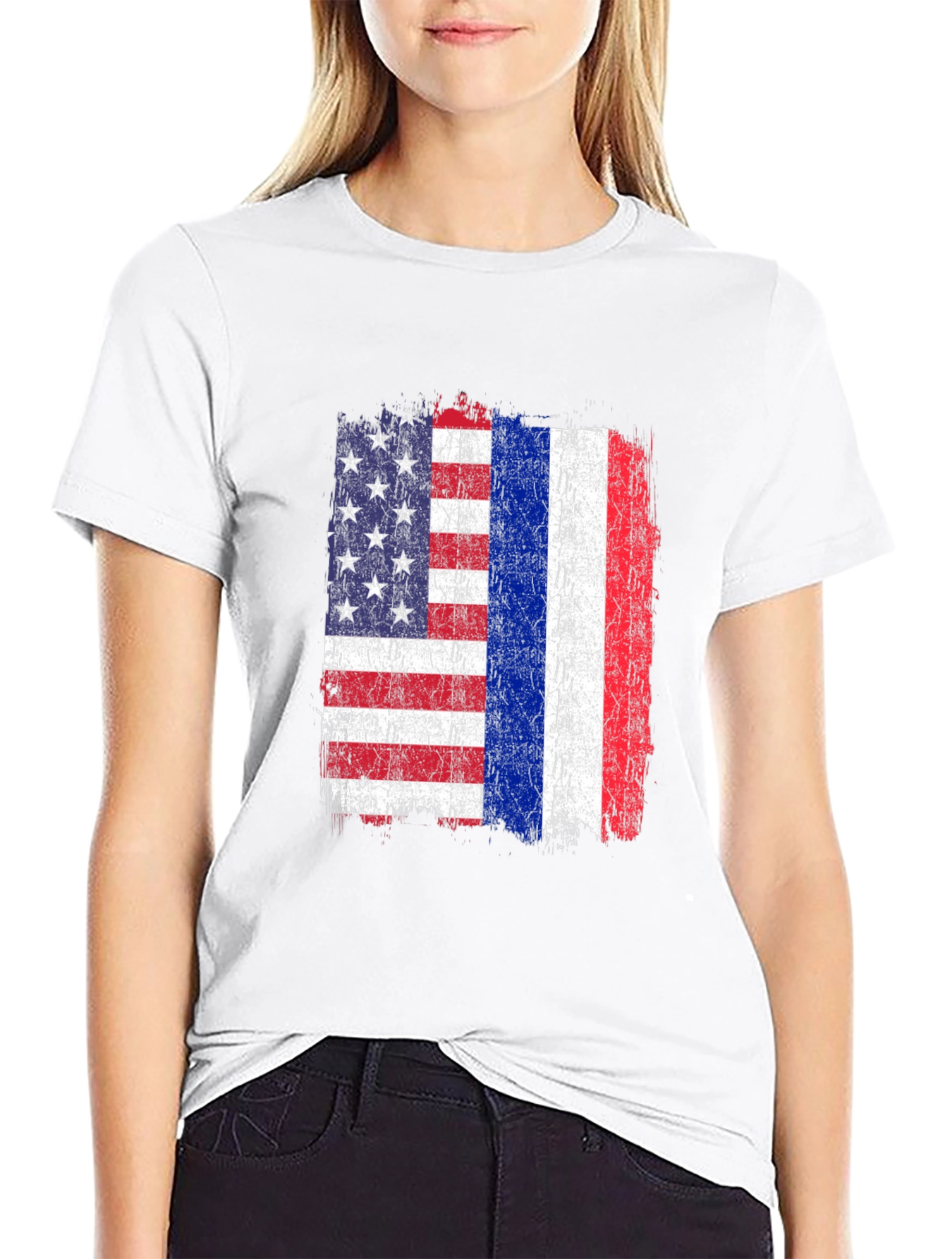 USA and Russia Flag Graphic Tee