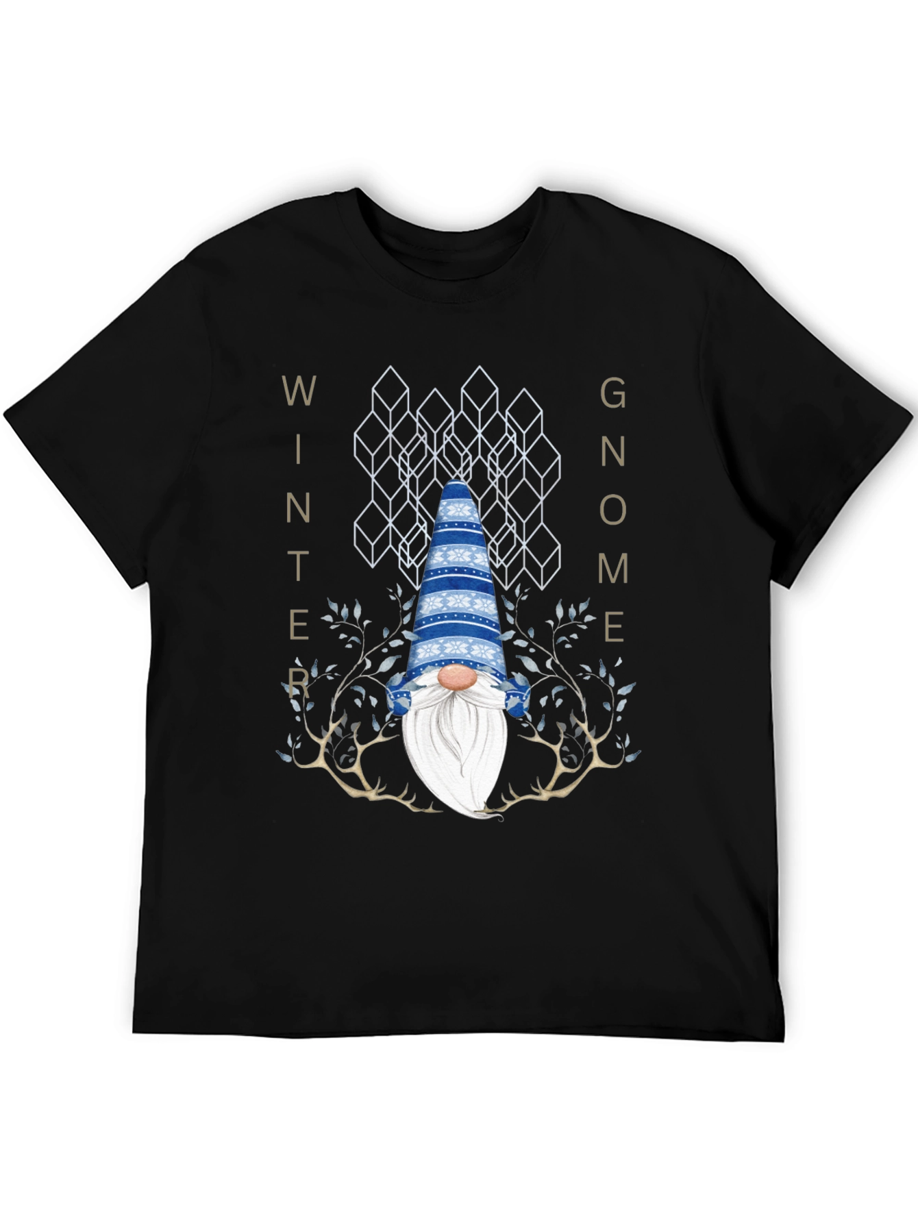 Winter Gnome Graphic Tee - Black Crew Neck