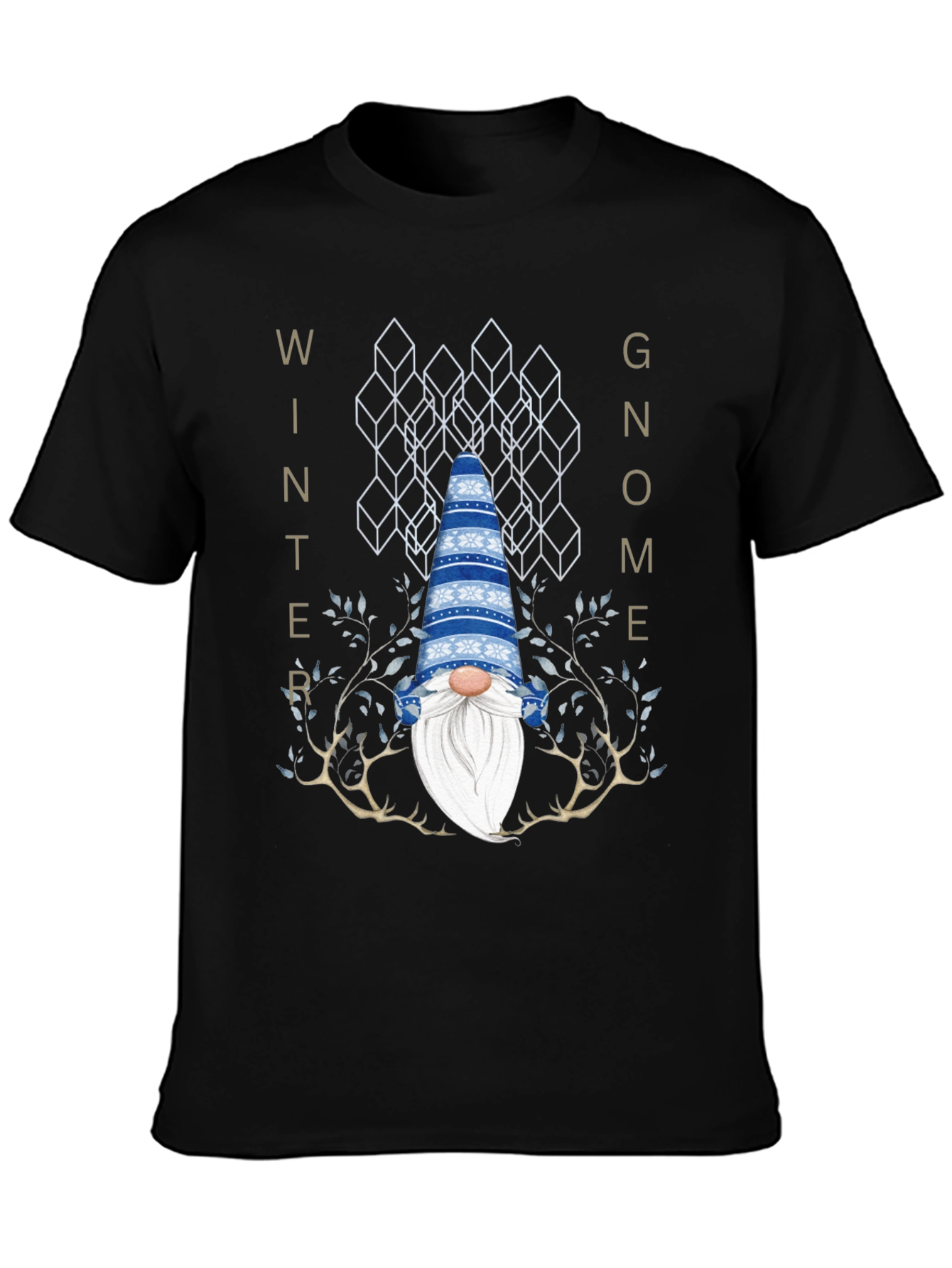Winter Gnome Graphic Tee - Black Crew Neck