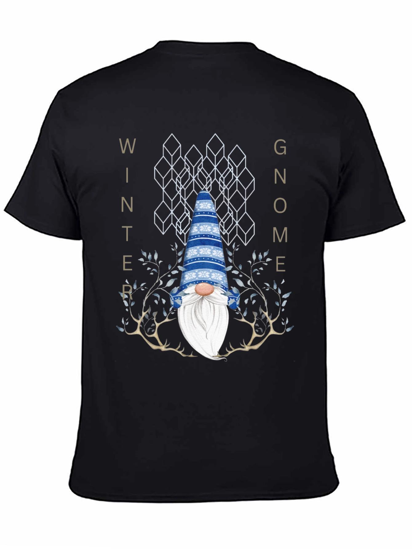 Winter Gnome Graphic Tee - Black Crew Neck