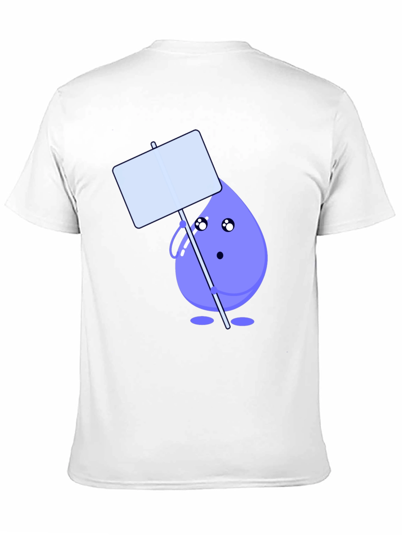 Cute Water Drop Holding Sign Black T-Shirt