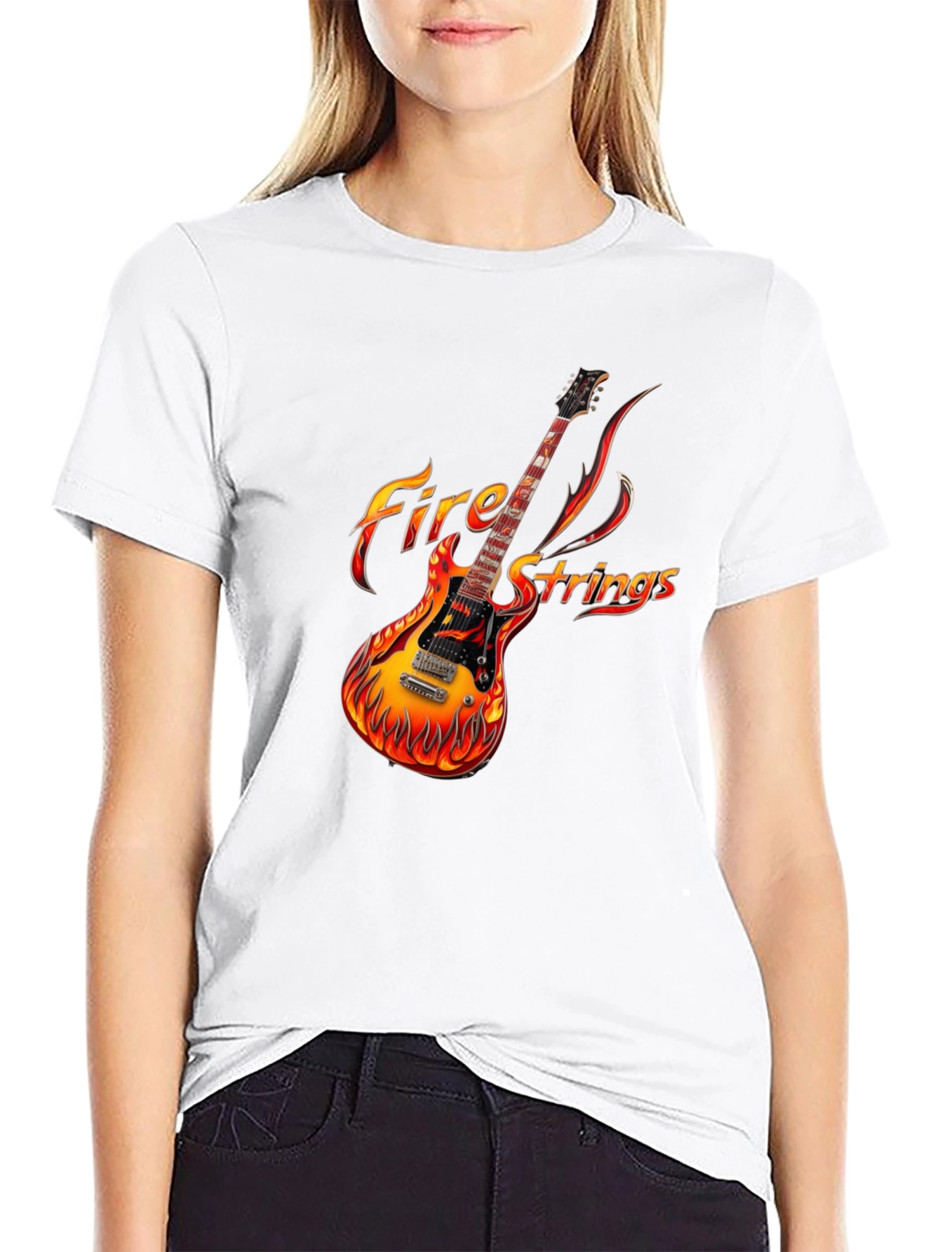 Fiery Guitar Graphic Tee - Rock Concert Ready