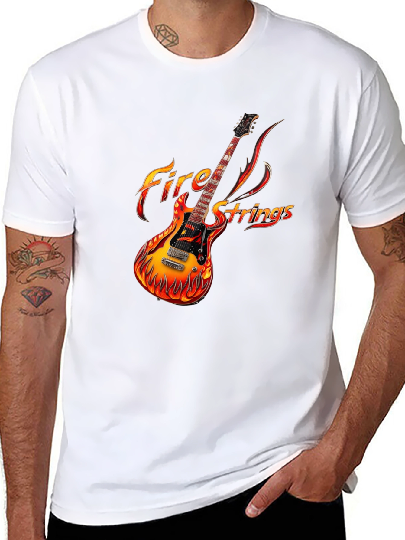 Fiery Guitar Graphic Tee - Rock Concert Ready