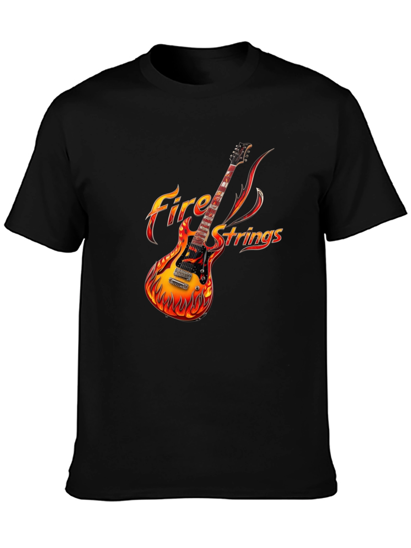 Fiery Guitar Graphic Tee - Rock Concert Ready
