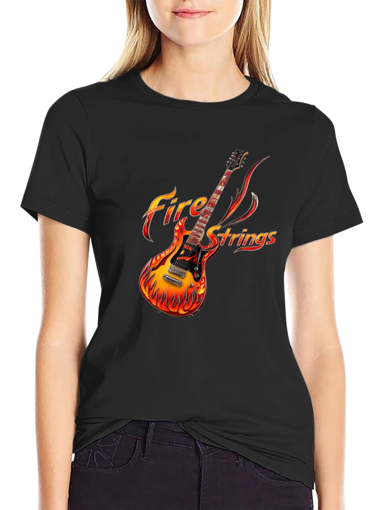 Fiery Guitar Graphic Tee - Rock Concert Ready