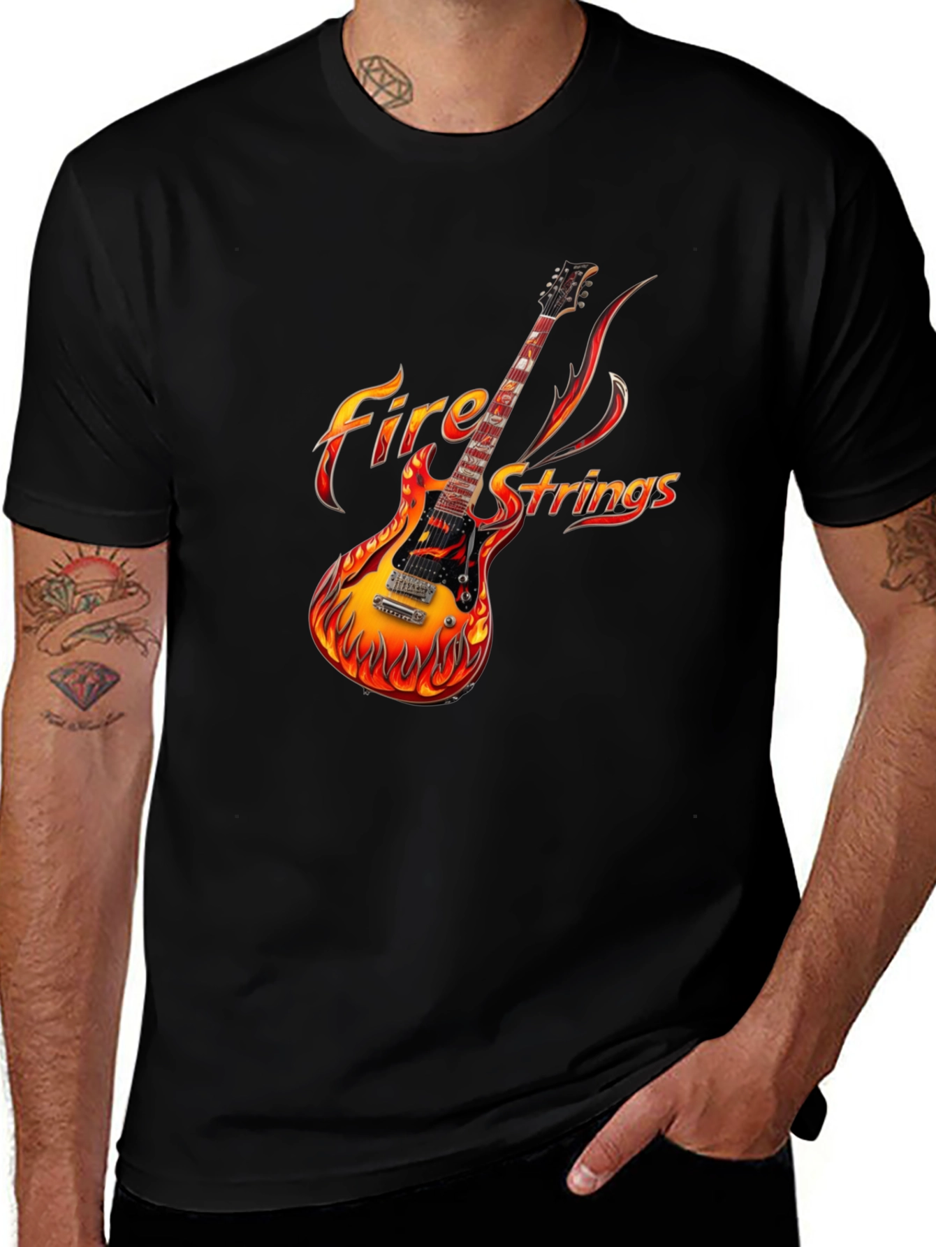 Fiery Guitar Graphic Tee - Rock Concert Ready