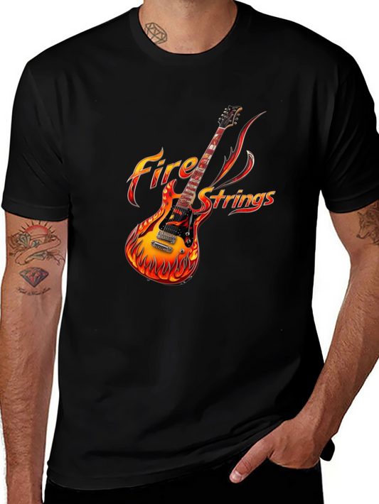 Fiery Guitar Graphic Tee - Rock Concert Ready