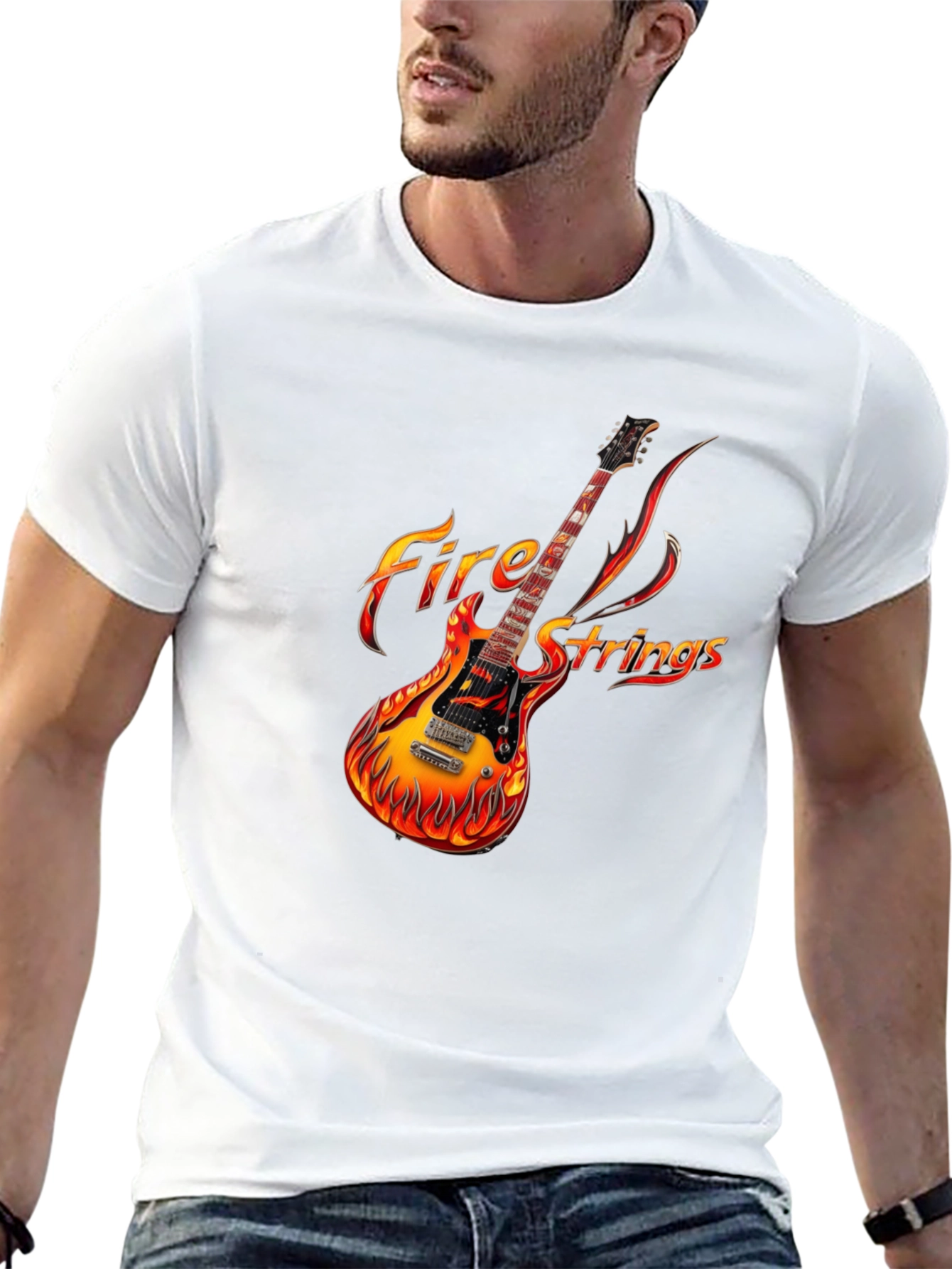 Fiery Guitar Graphic Tee - Rock Concert Ready