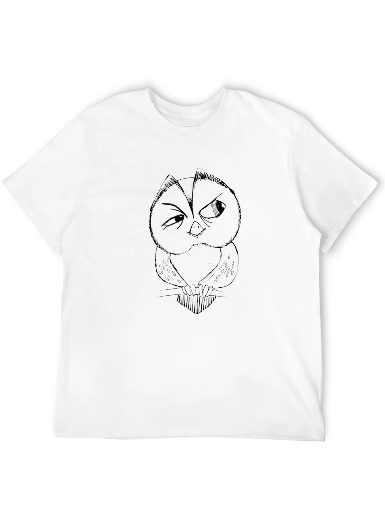 Mens Black Graphic Tee - Owl Design