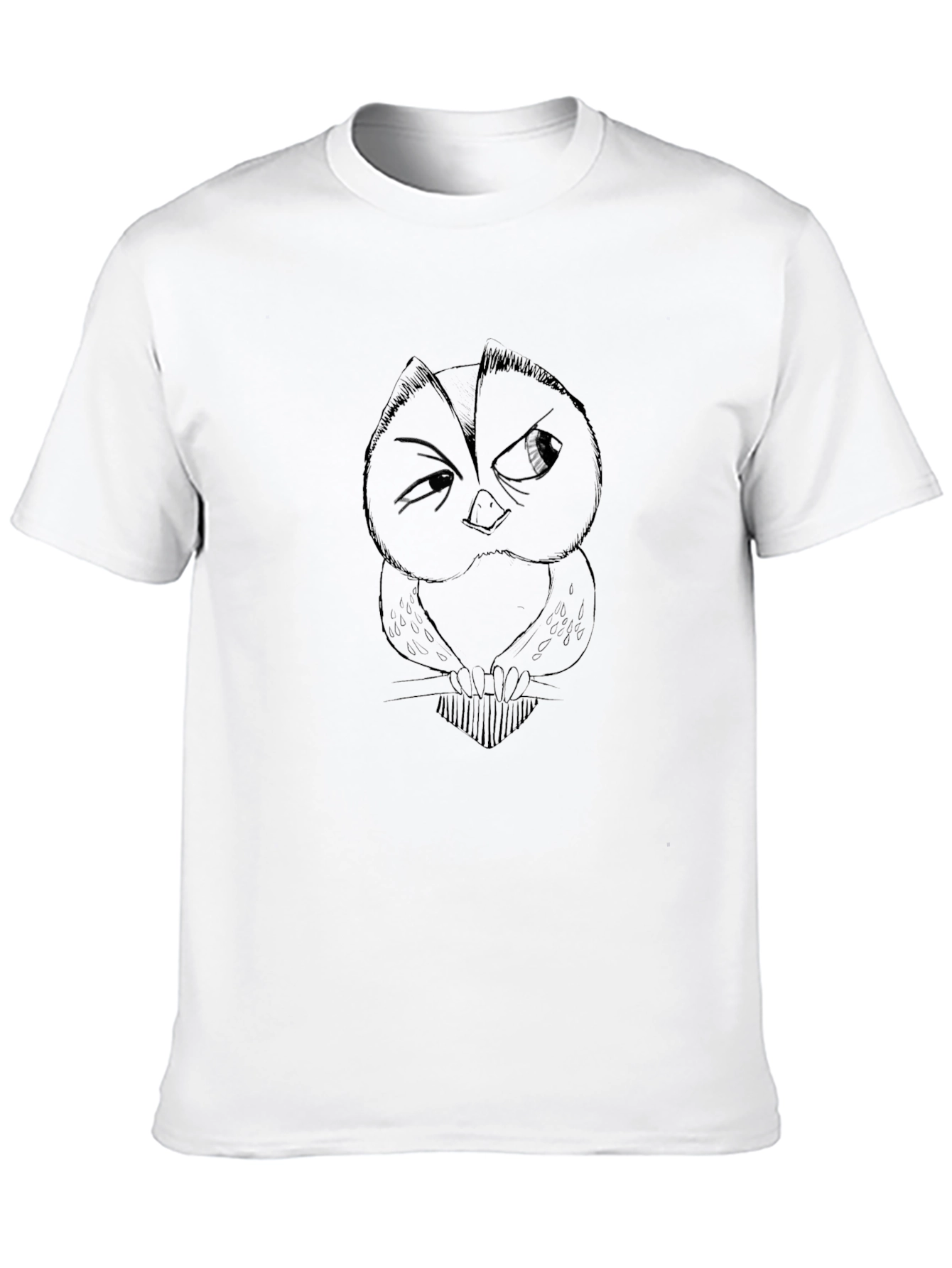Mens Black Graphic Tee - Owl Design