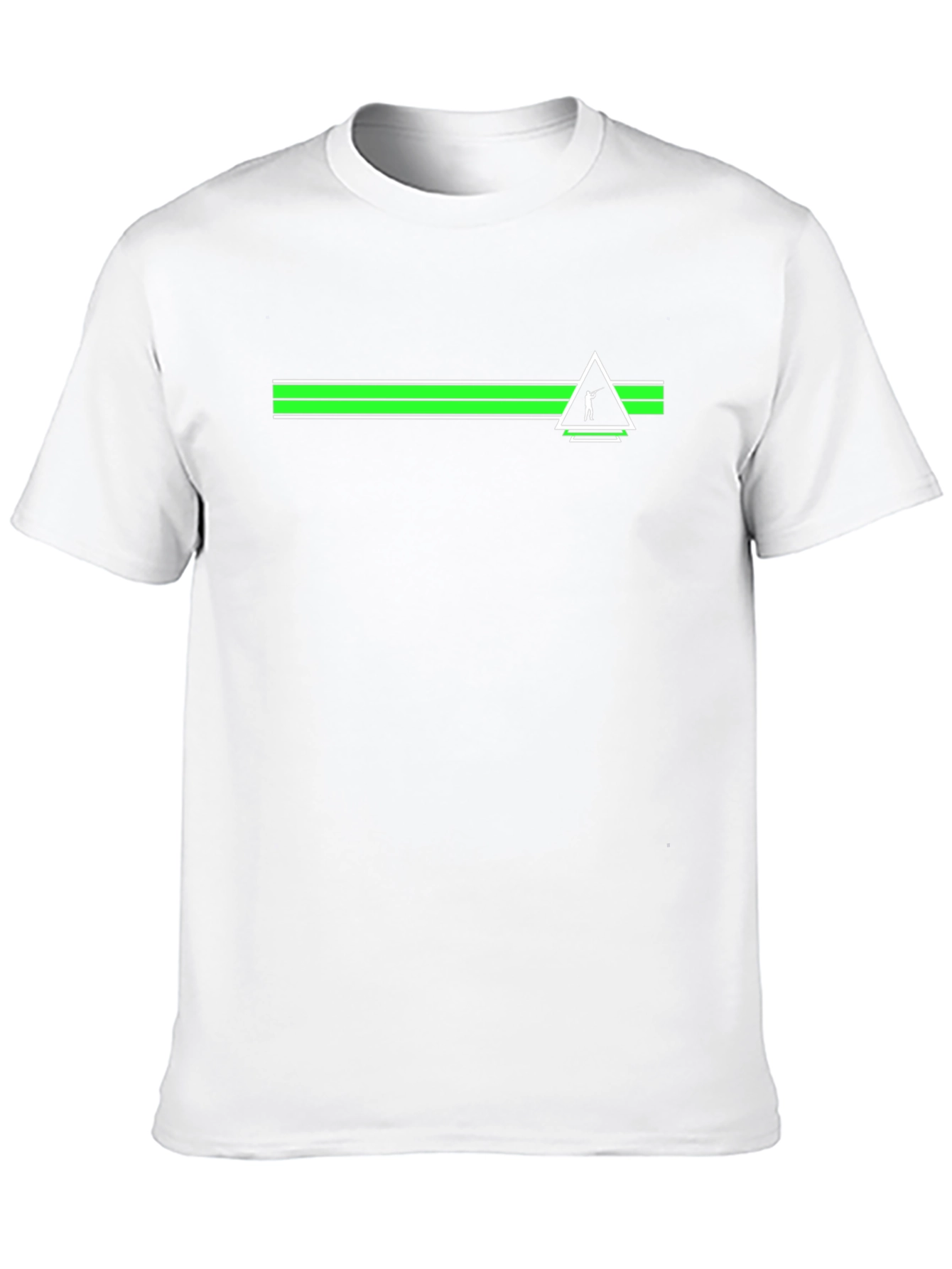 Modern Green Striped Graphic Tee - Black