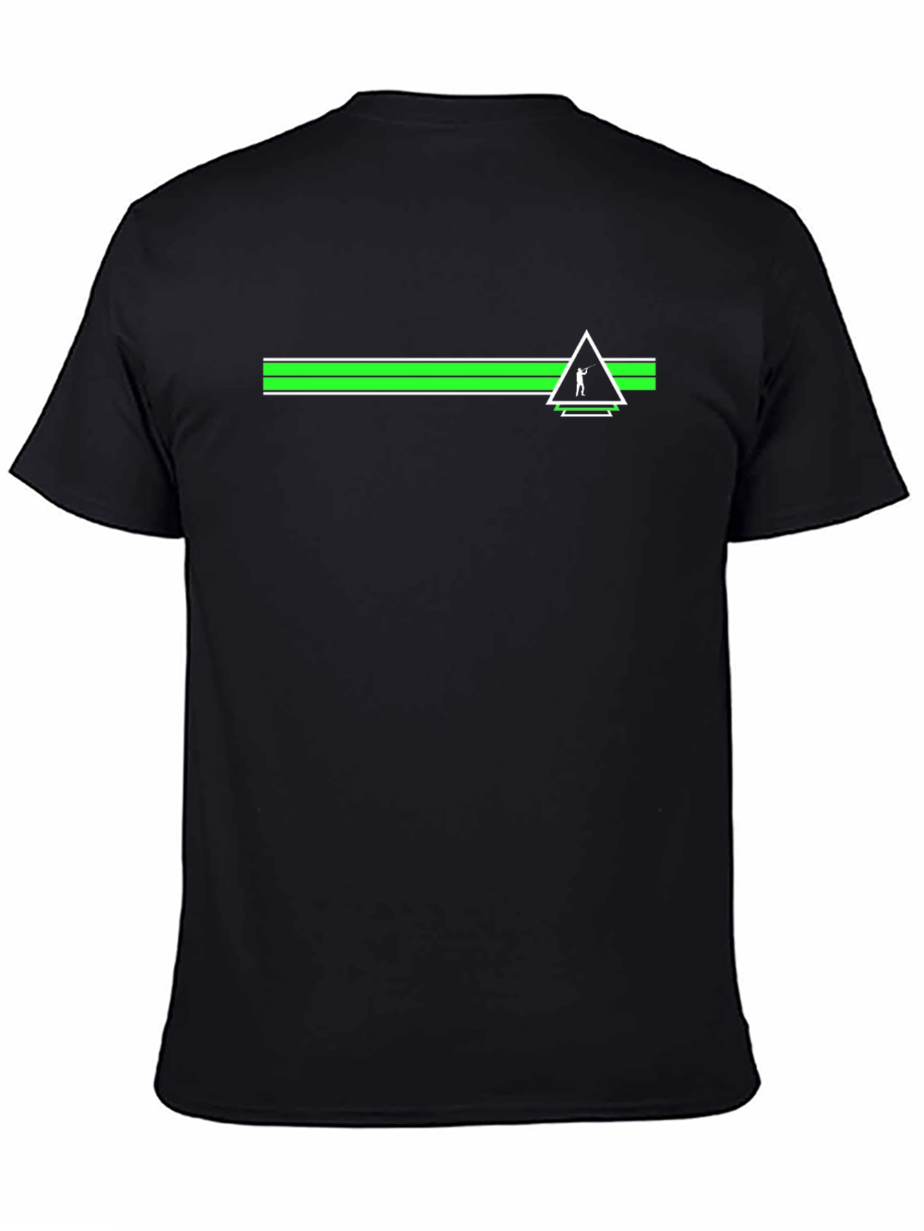 Modern Green Striped Graphic Tee - Black