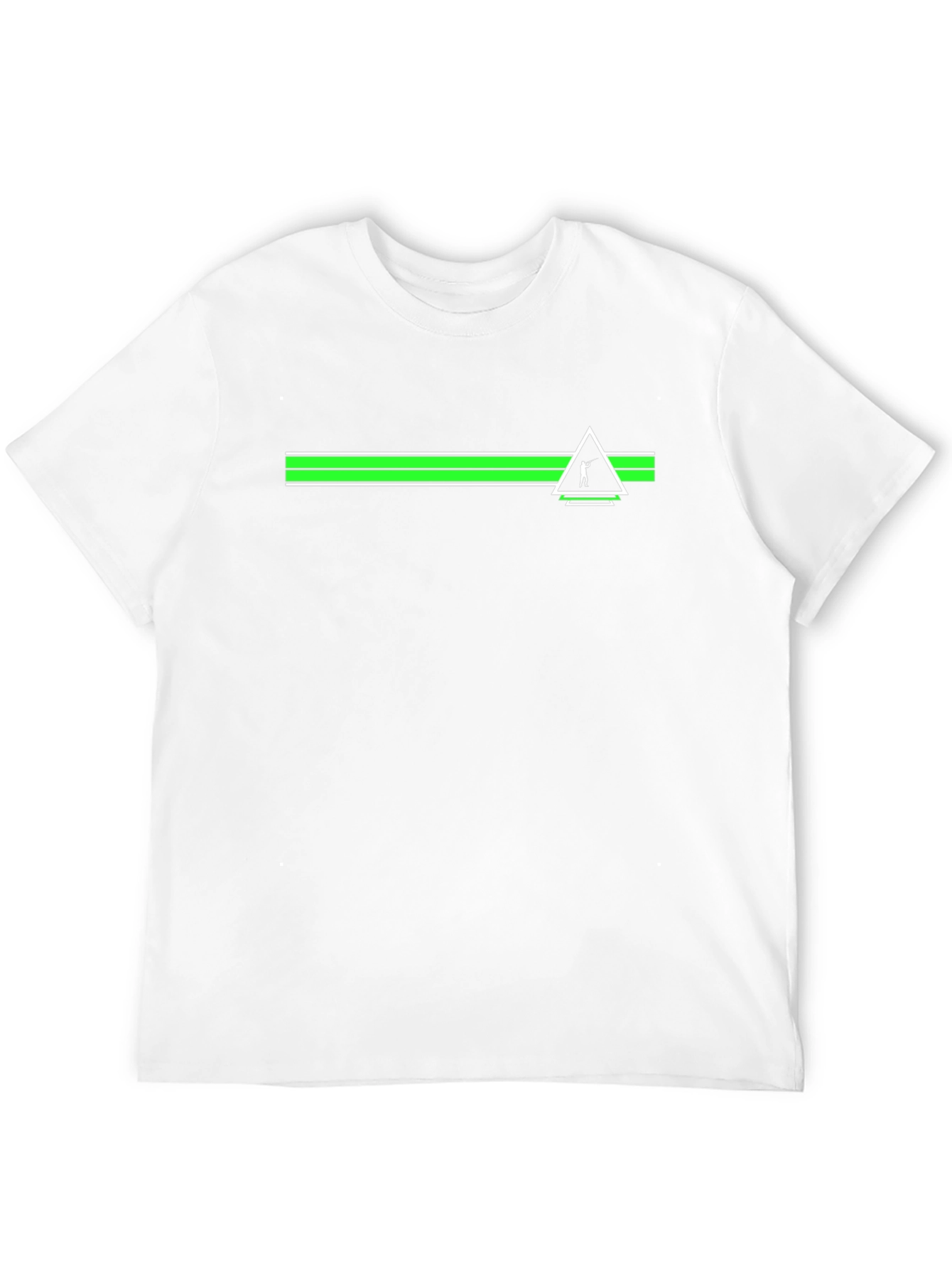 Modern Green Striped Graphic Tee - Black