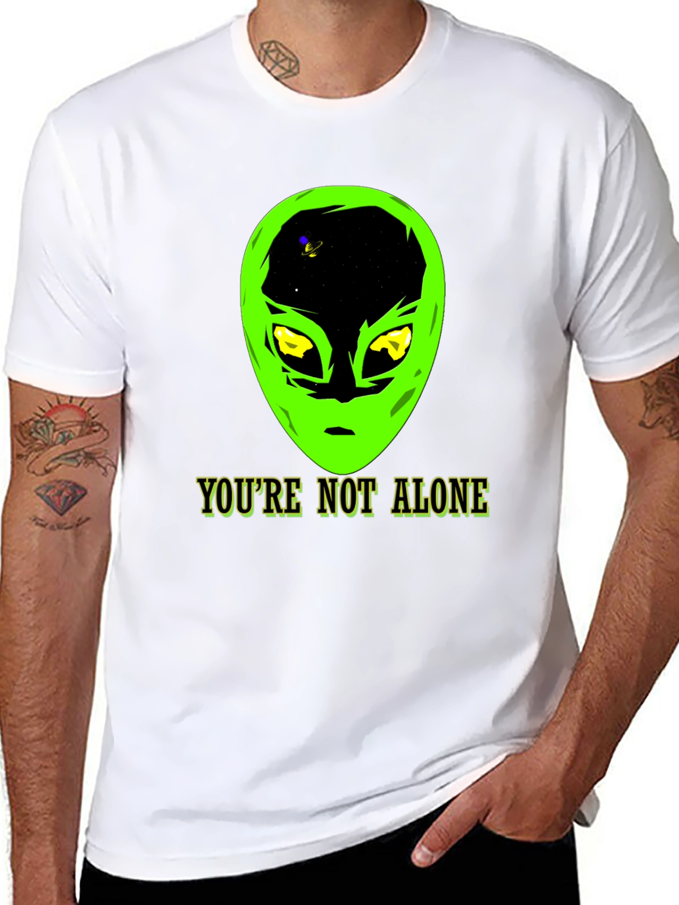 Alien Head T-Shirt - Youre Not Alone Graphic Tee